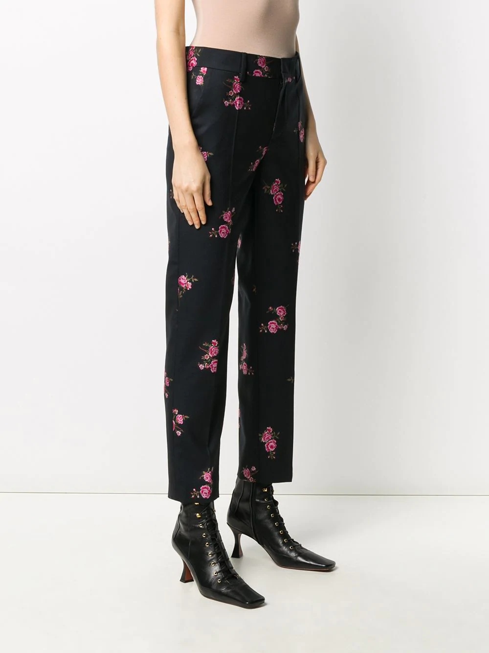 flower jacquard tailored trousers  - 3