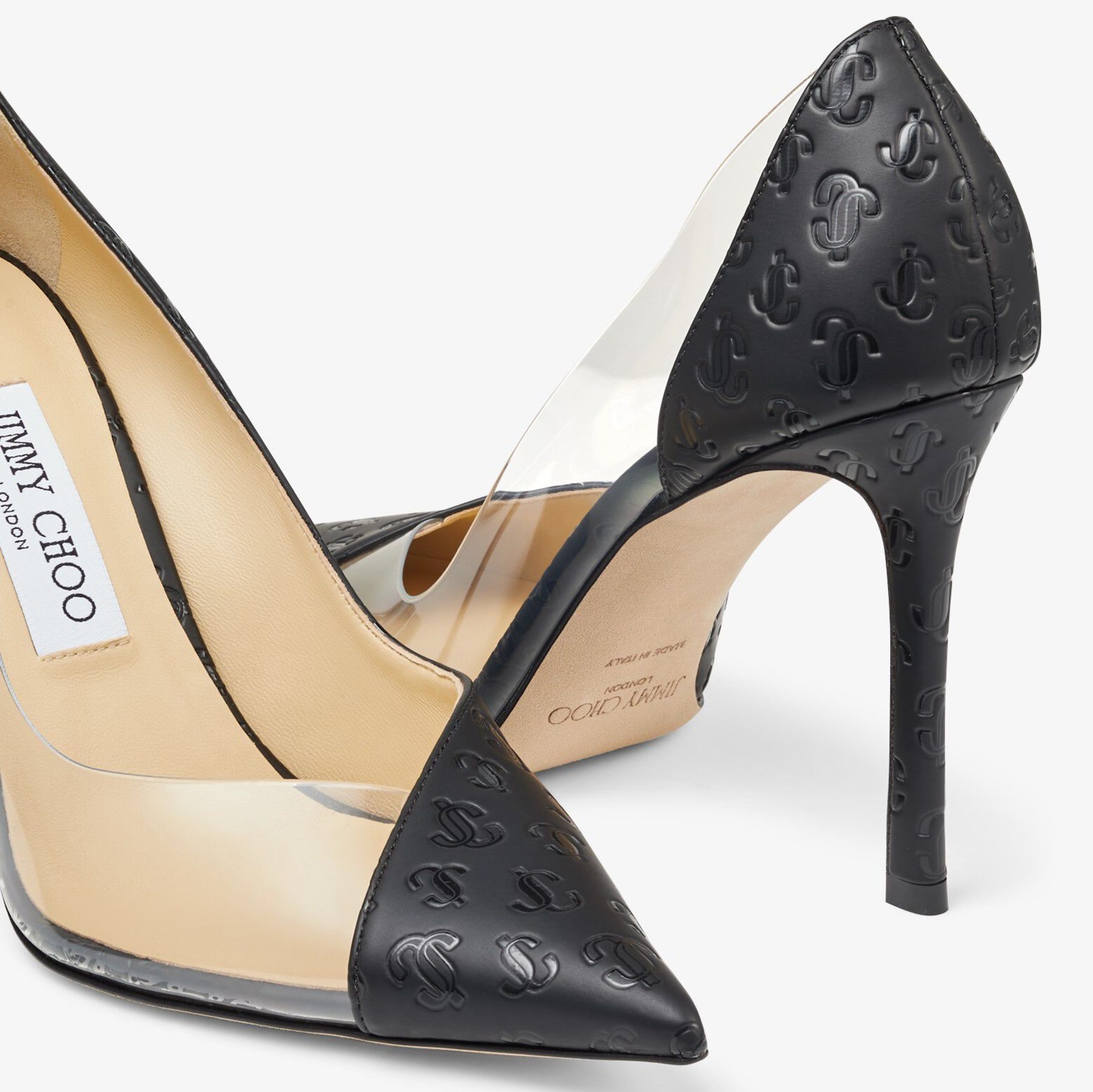 【JIMMY CHOO】CASS 95 - NPA - BLACK/BLACK ★関税送料込み Black Nappa and Patent Leather Pumps | CASS 95 | Winter 2021