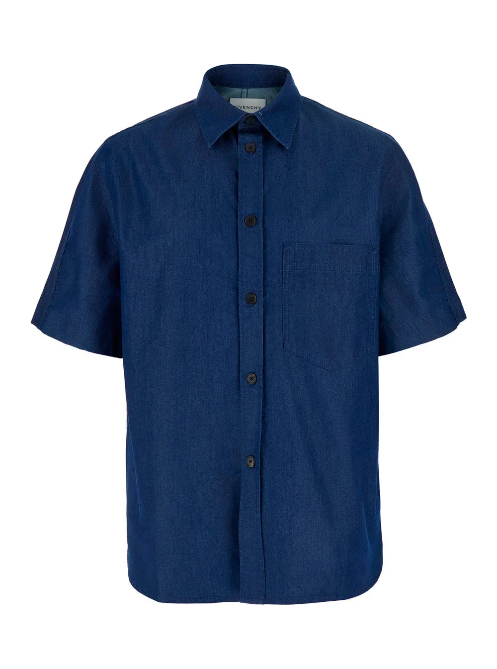 Givenchy Men Blue Shirt With Pointed Collar And Logo Print On The Back In Cotton And Fabric Blend Fo - 1