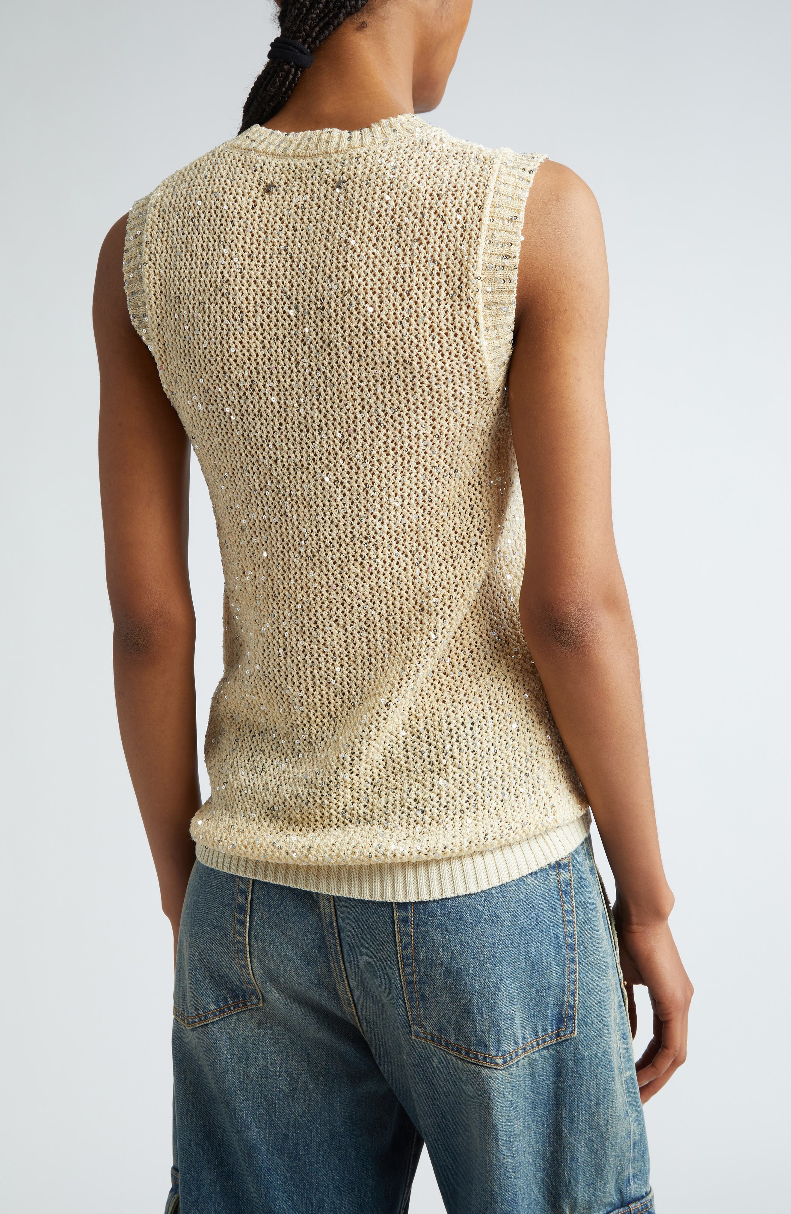 Golden Goose Journey Sequin Sleeveless Sweater in Heritage White at Nordstrom - 3