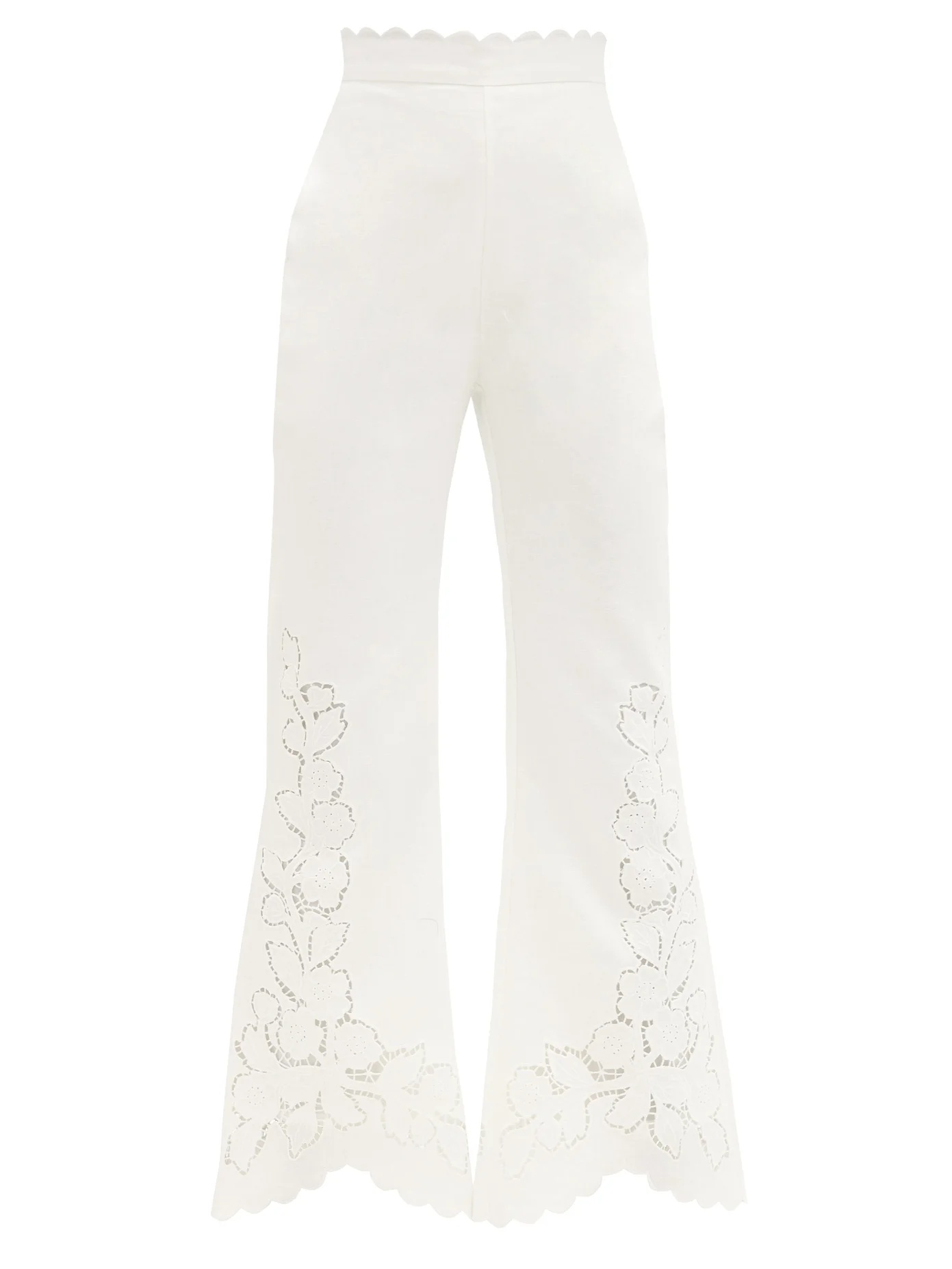 Carnaby guipure lace-panelled linen trousers - 1