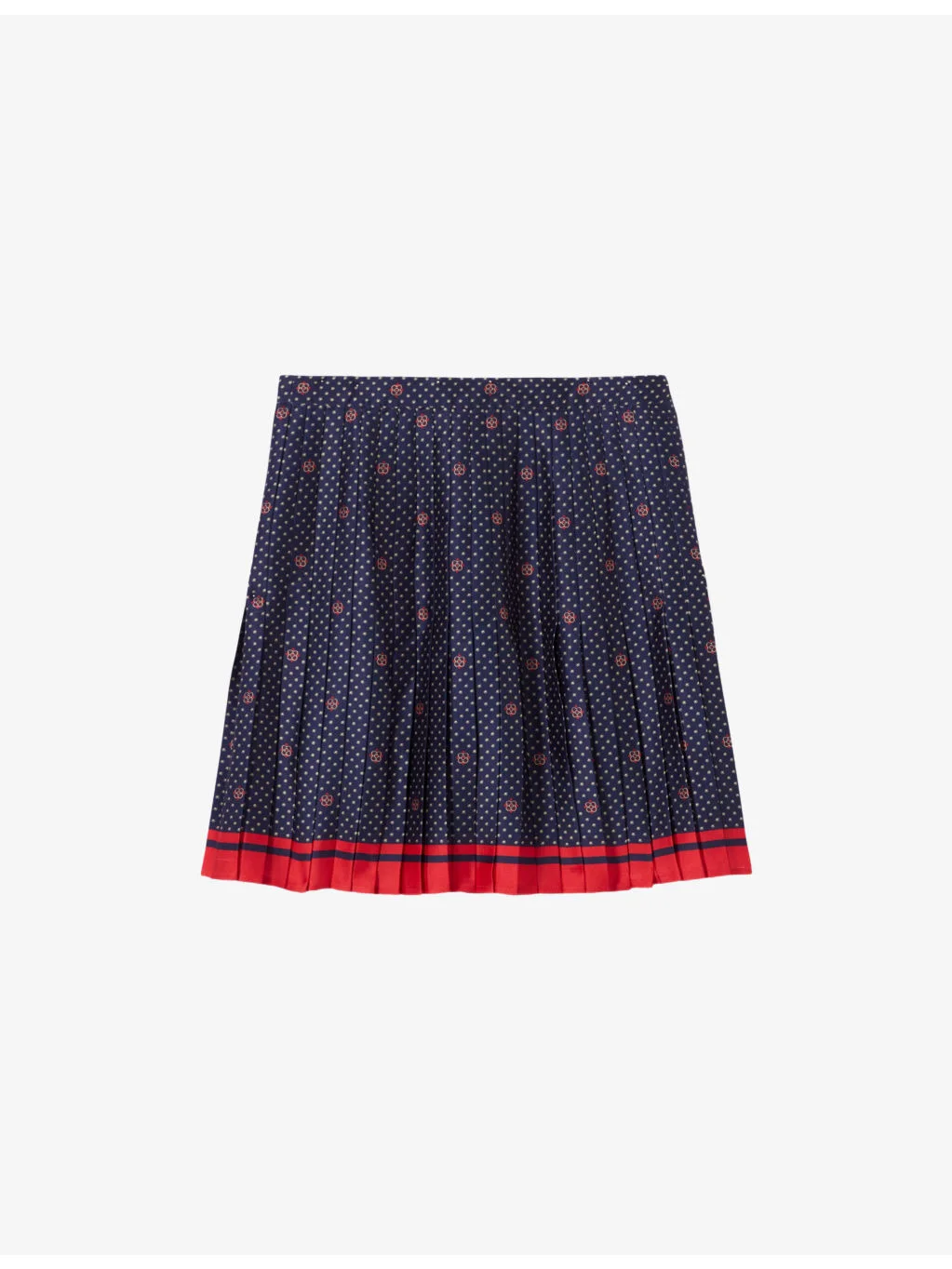Abstract-Print Pleated Satin Mini Skirt - 1