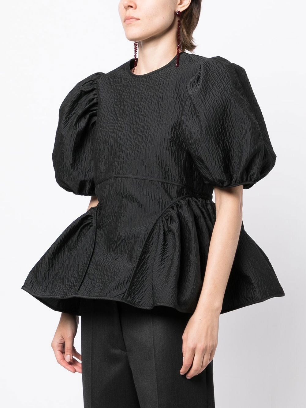 puff-sleeve peplum blouse - 3