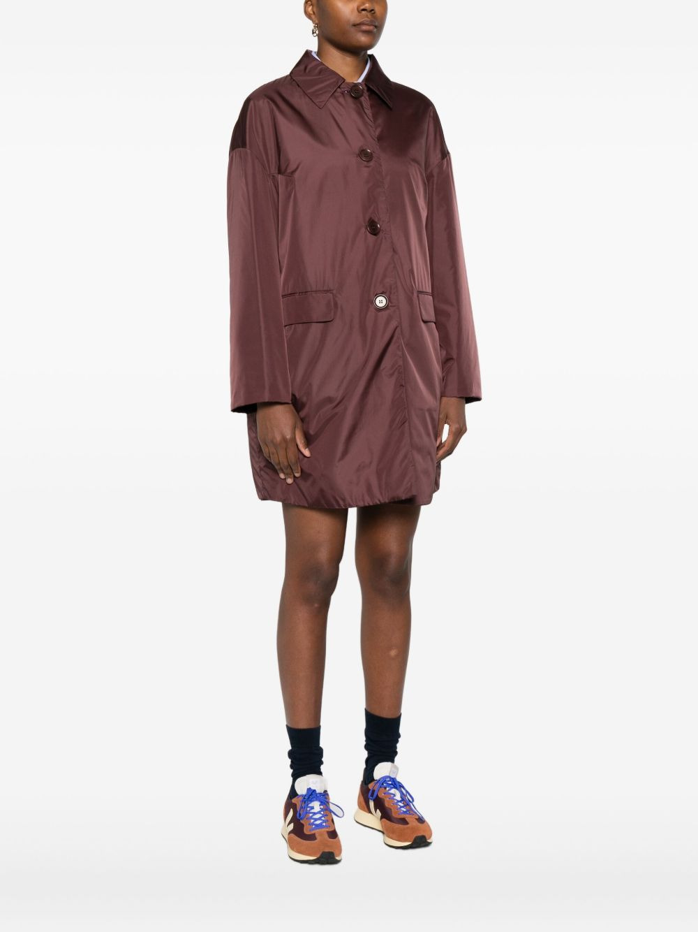 button-fastening flap-pocket coat - 3