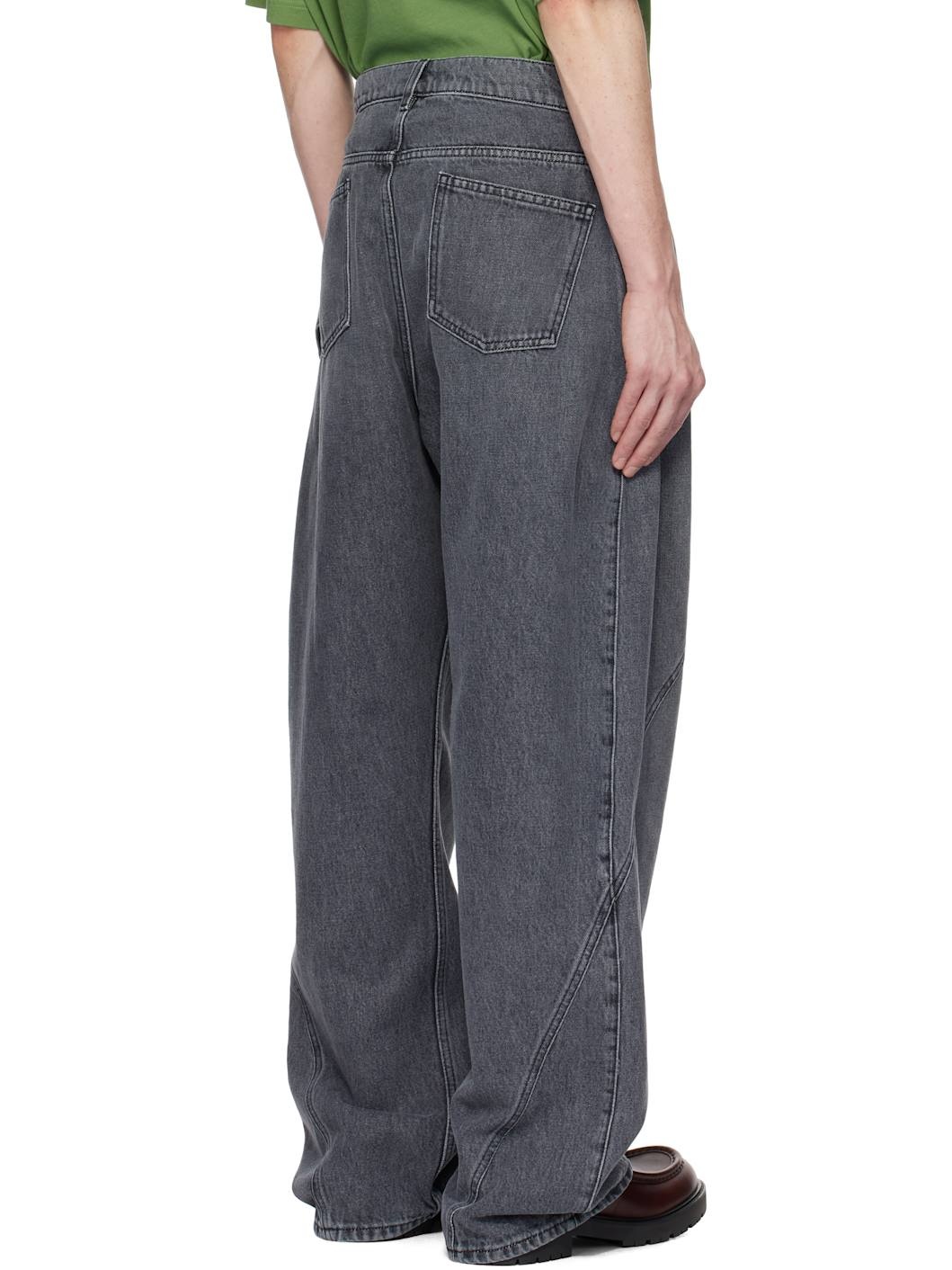 Gray Twisted Workwear Denim Jeans - 3