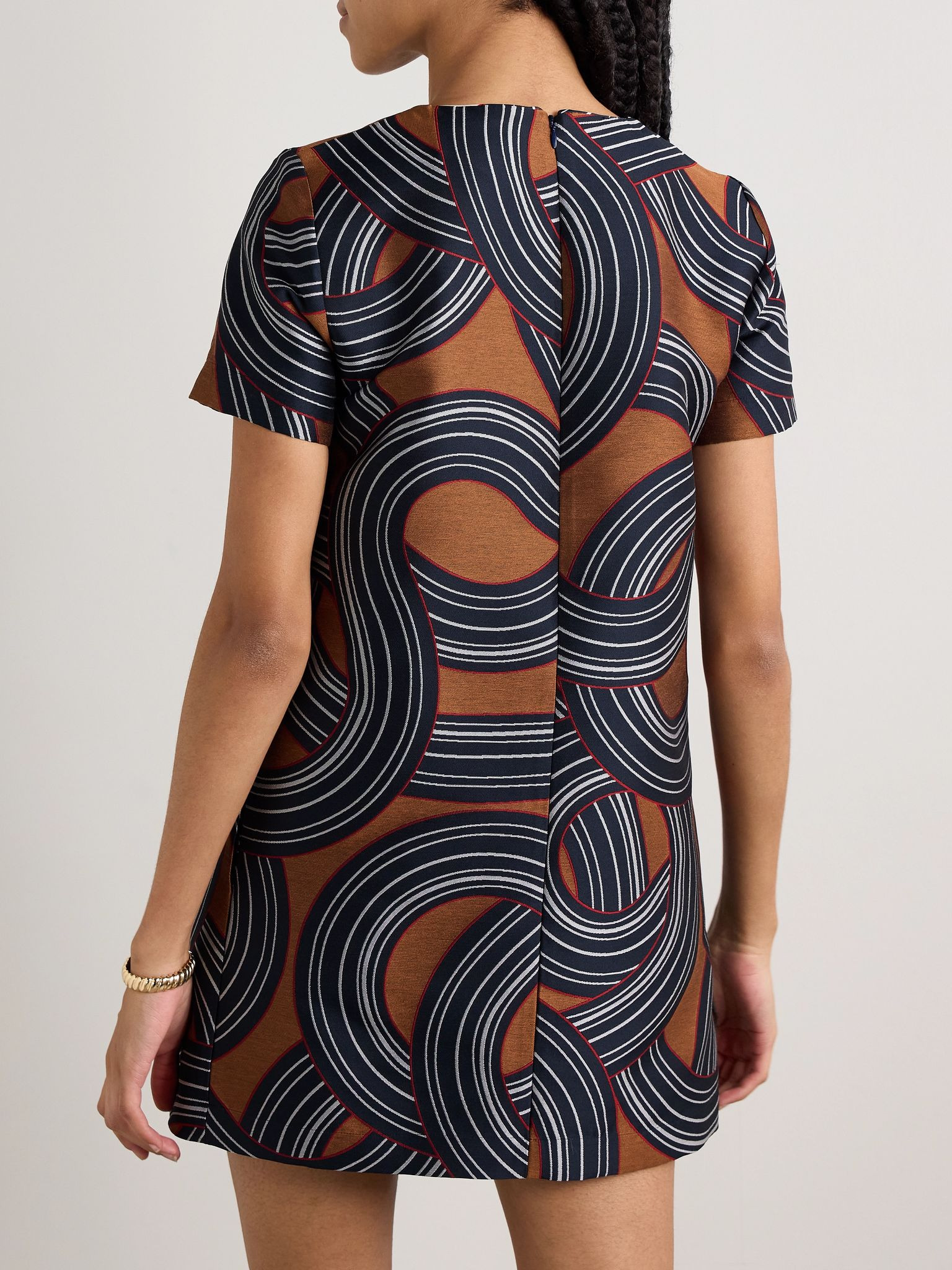 Icon jacquard mini dress Navy - 3