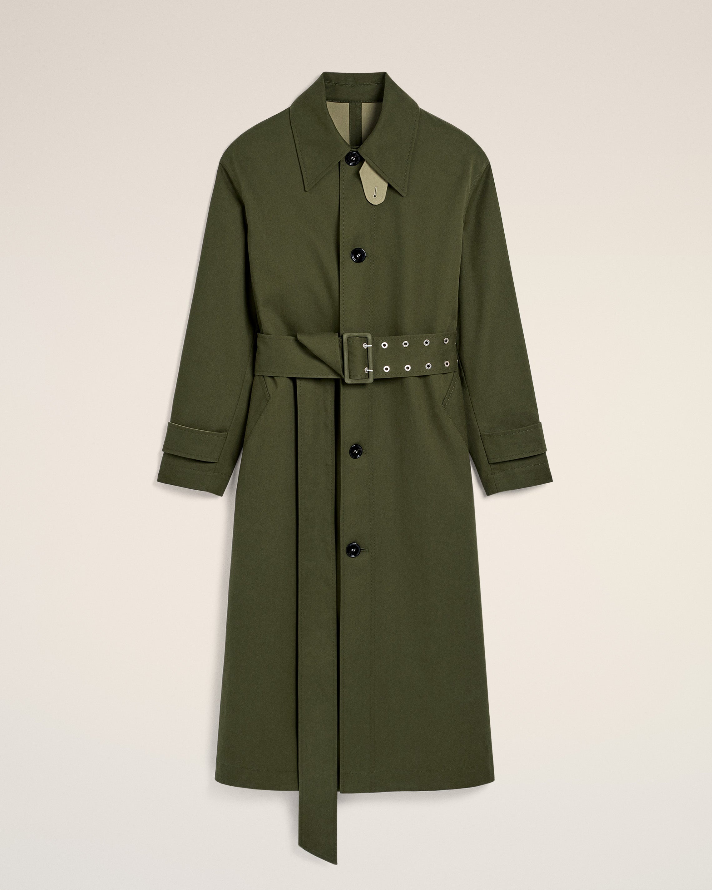 【関税込み】AMI Paris グリーン Belted Mac コットン コート AMI Paris GREEN COTTON BELTED MAC | REVERSIBLE