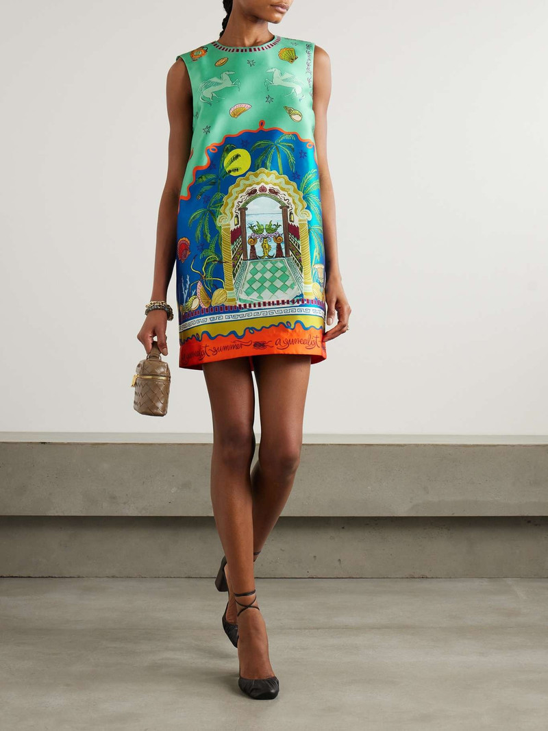 ALMAIS + Sam Pauletto Surrealist Summer printed satin-twill mini dress  Blue - 4926D | REVERSIBLE
