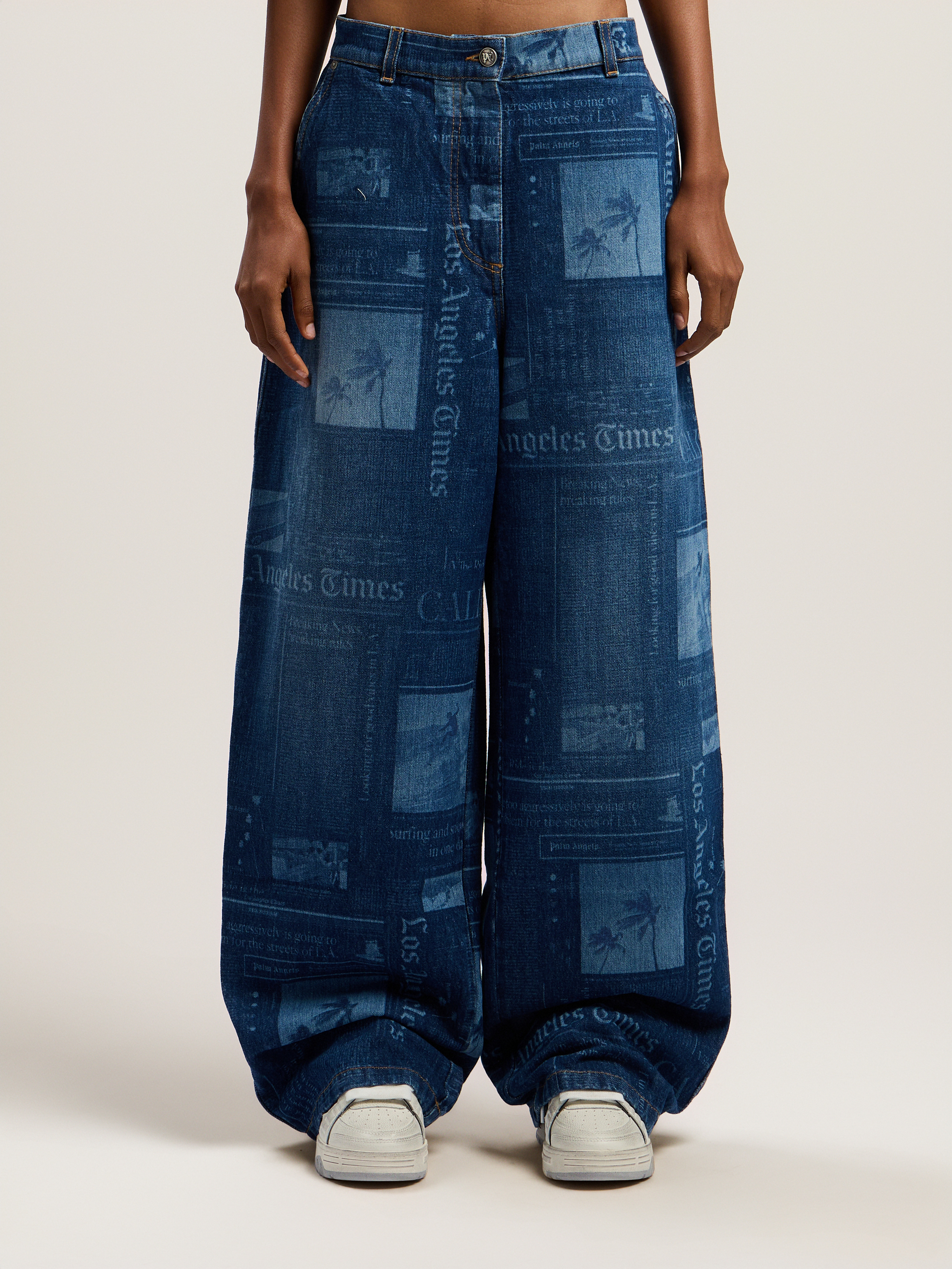 Newsprint Baggy Denim Pants - 2