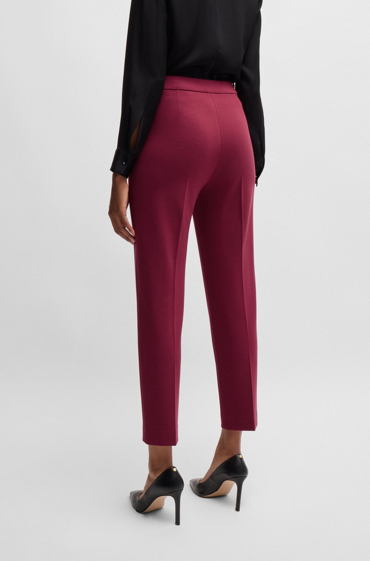 REGULAR-FIT TROUSERS IN STRETCH FABRIC WITH TAPERED LEG - 4