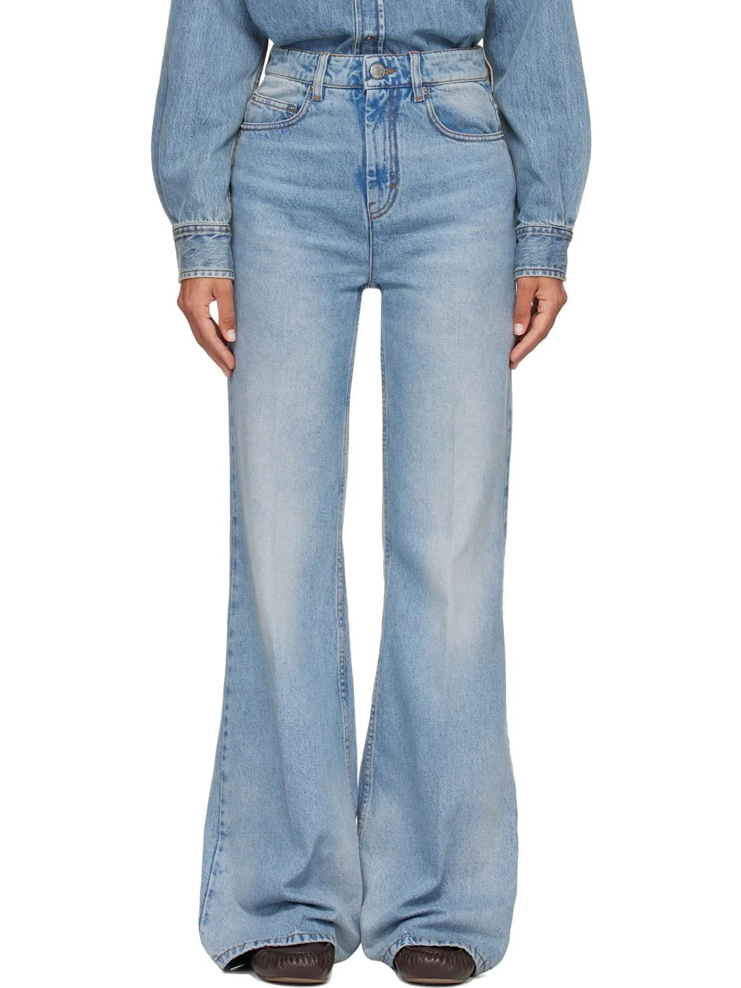 Blue Flare-Fit Cotton Jeans - 1