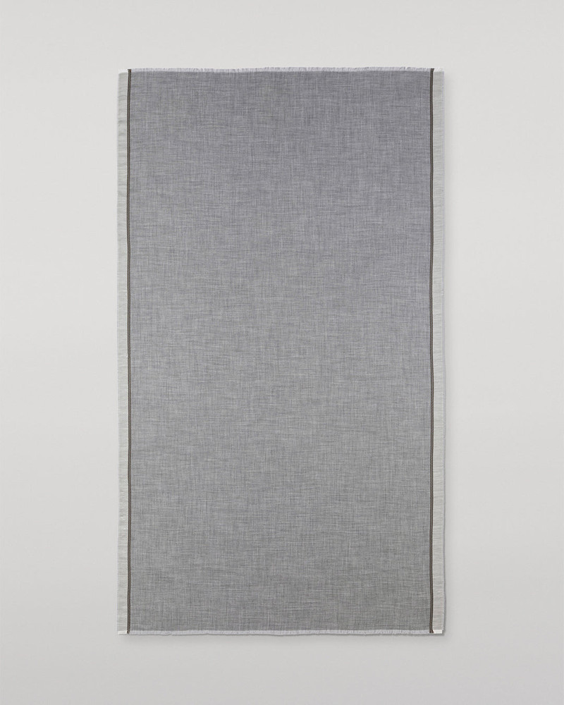Ives Grey Chevron Border Cashmere Scarf 7