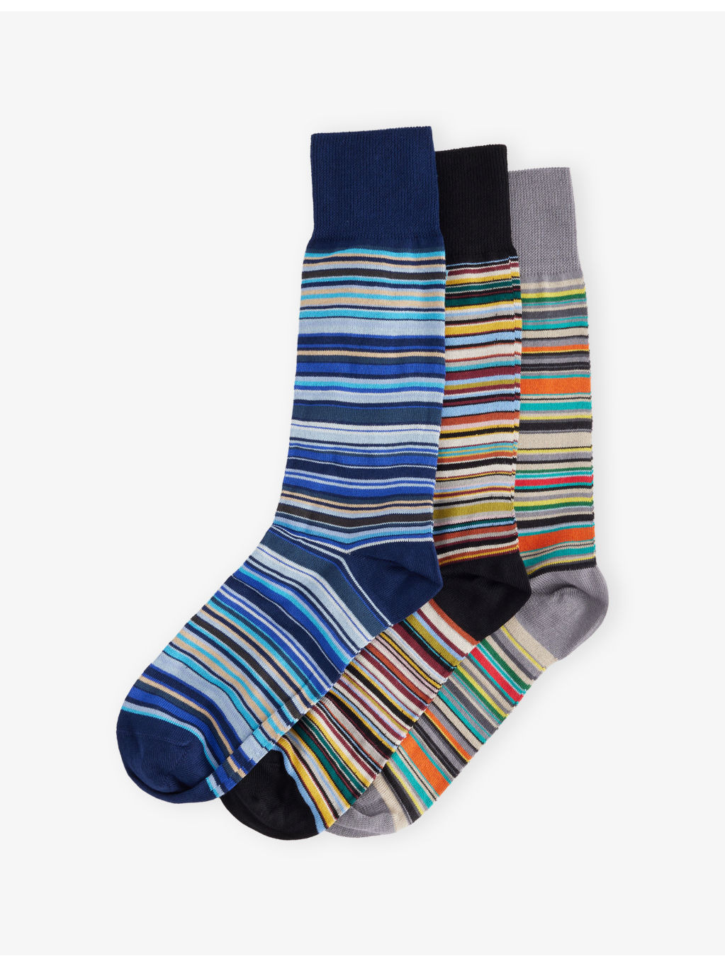 Signature-Striped Pack-Of-Three Stretch Cotton-Blend Socks - 1
