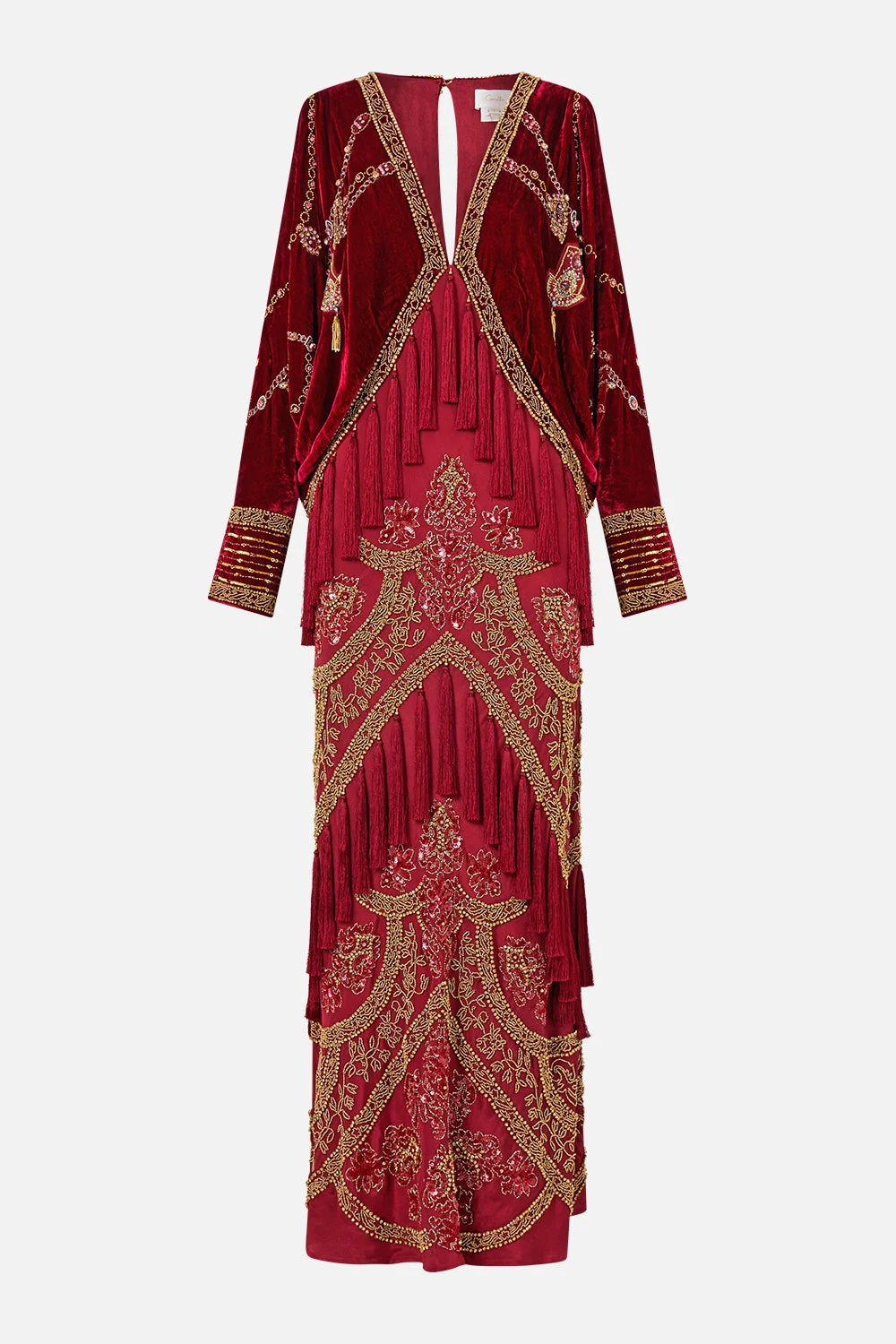 VELVET PLUNGE NECK DRAPED SHOULDER DRESS CALL ME A CARRIAGE - 1