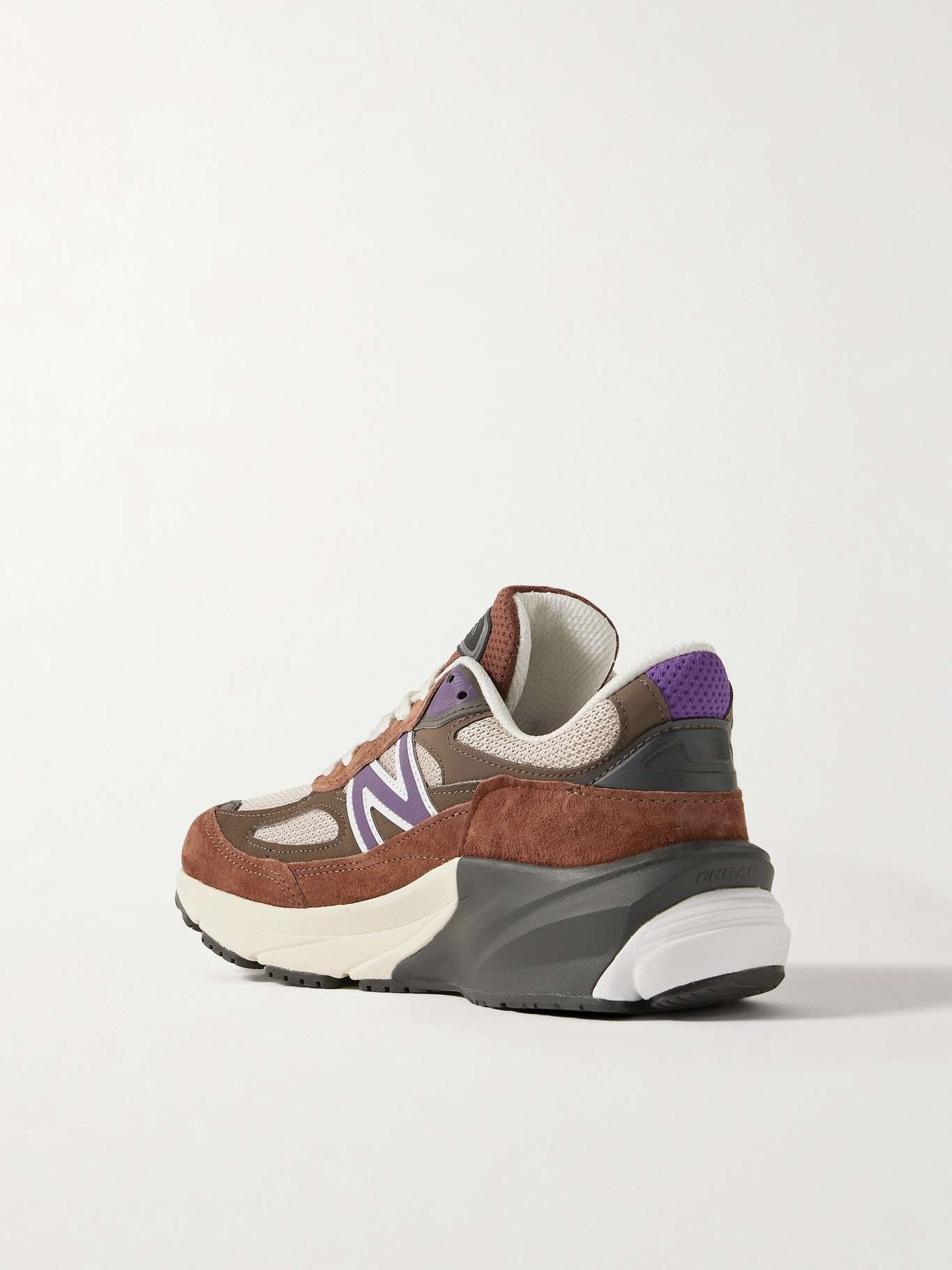990v6 rubber and leather-trimmed suede and mesh sneakers - 3
