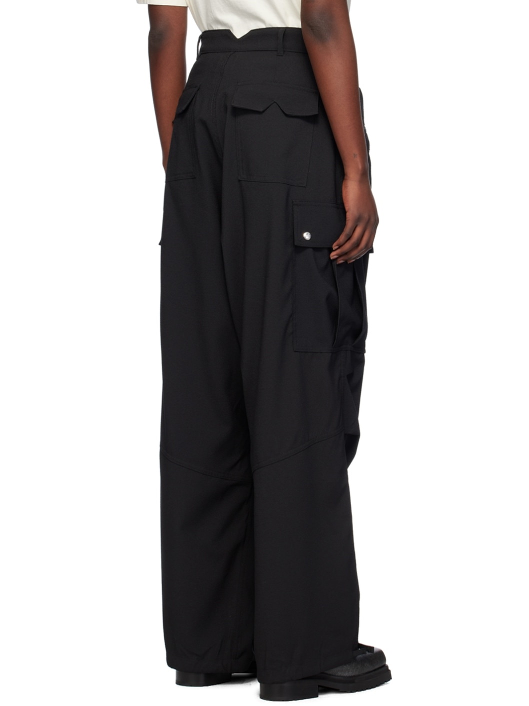 Black Cargo Pocket Trousers - 3