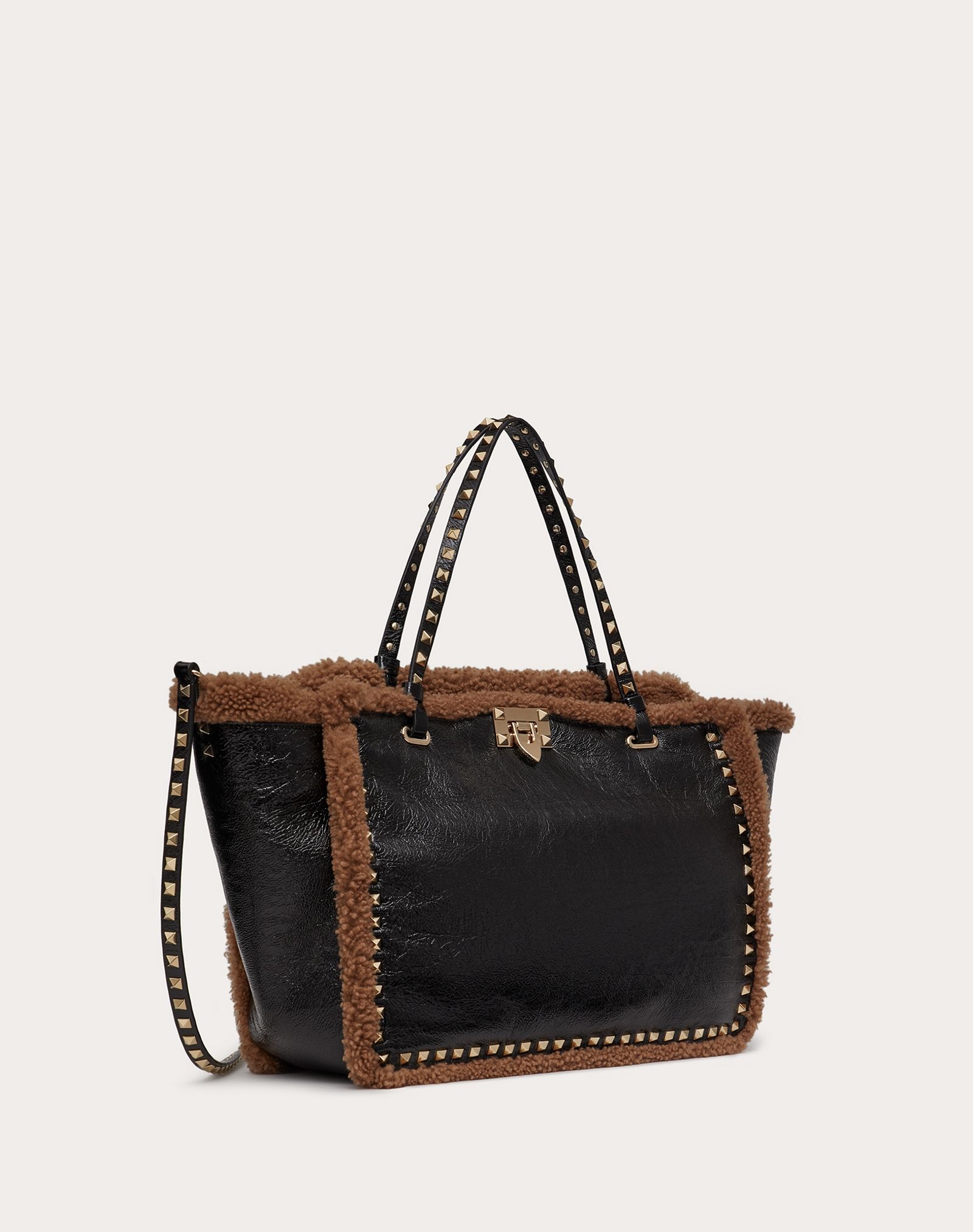 Medium Rockstud Naplak Calfskin and Shearling Bag - 2