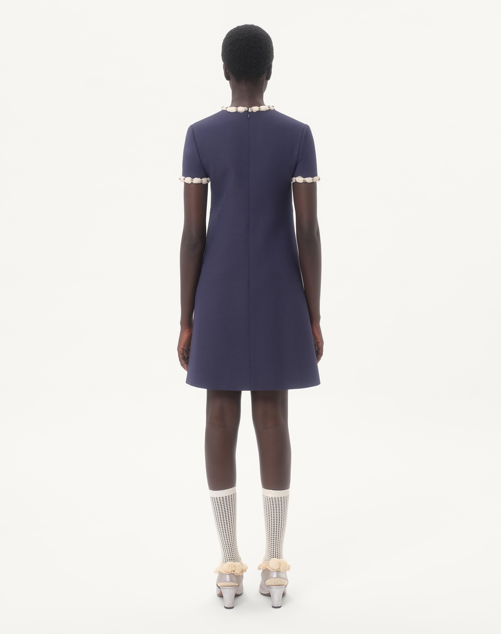 EMBROIDERED CREPE COUTURE SHORT DRESS - 7