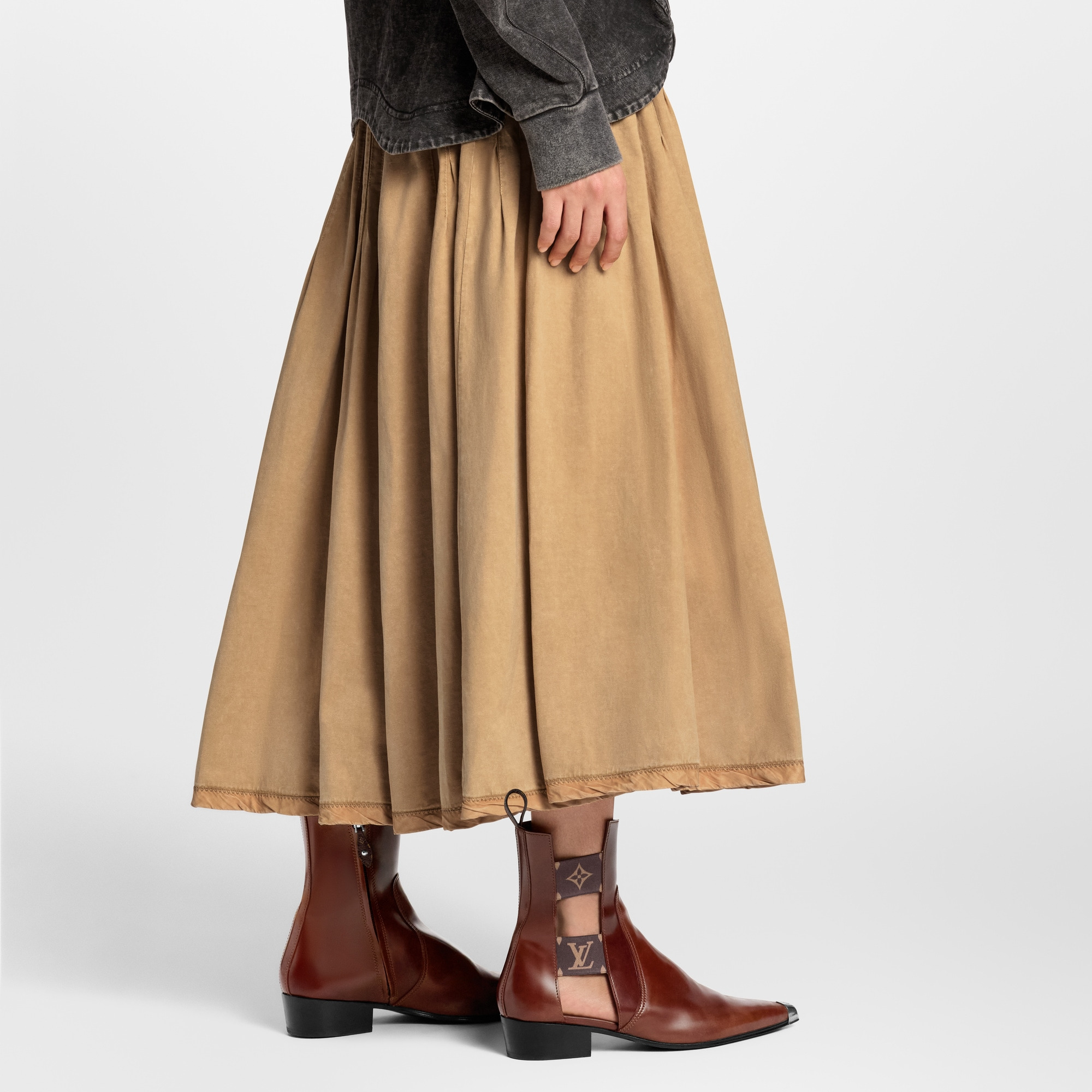 Pleated Jersey Maxi Skirt - 7