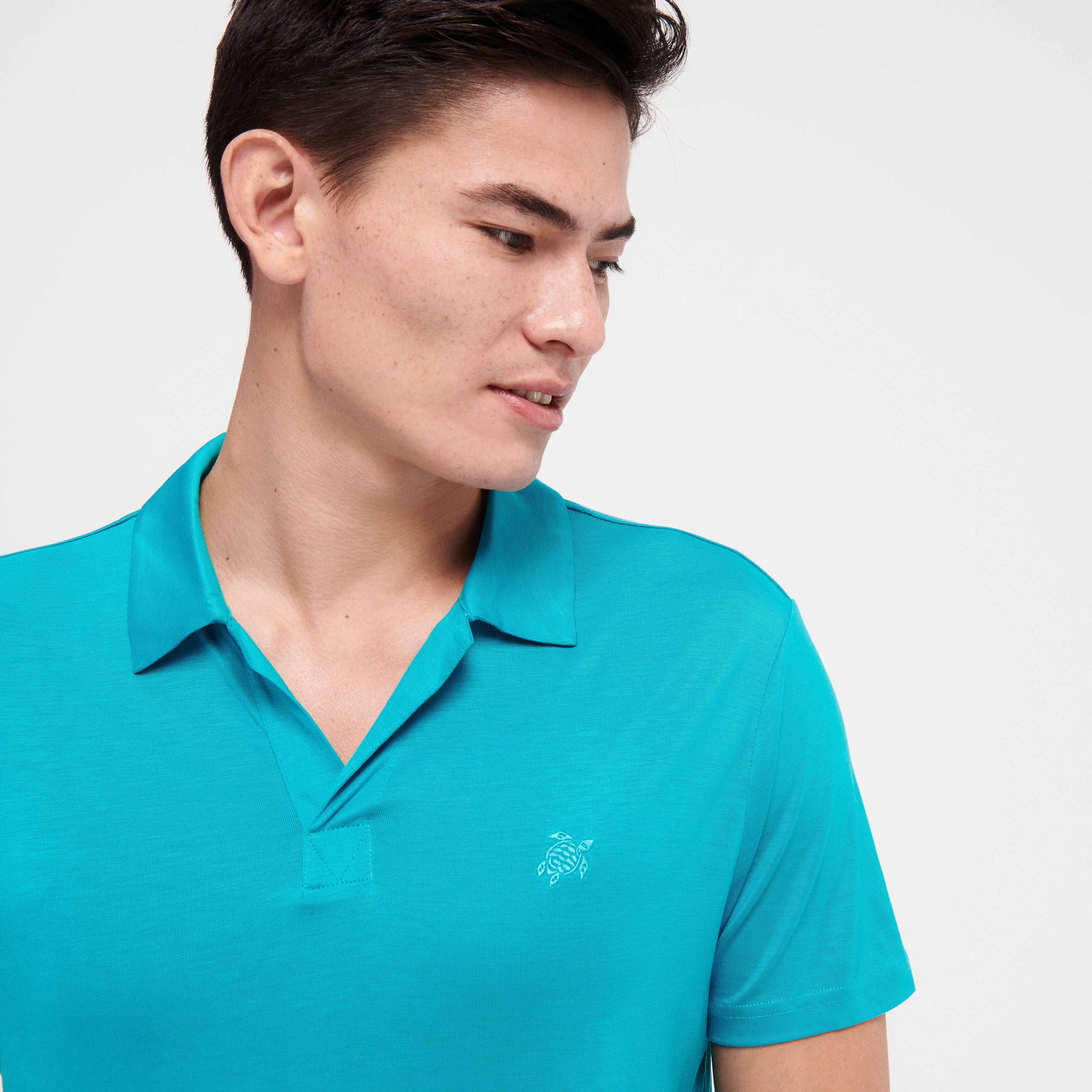 Men Tencel Polo Shirt Solid - 5