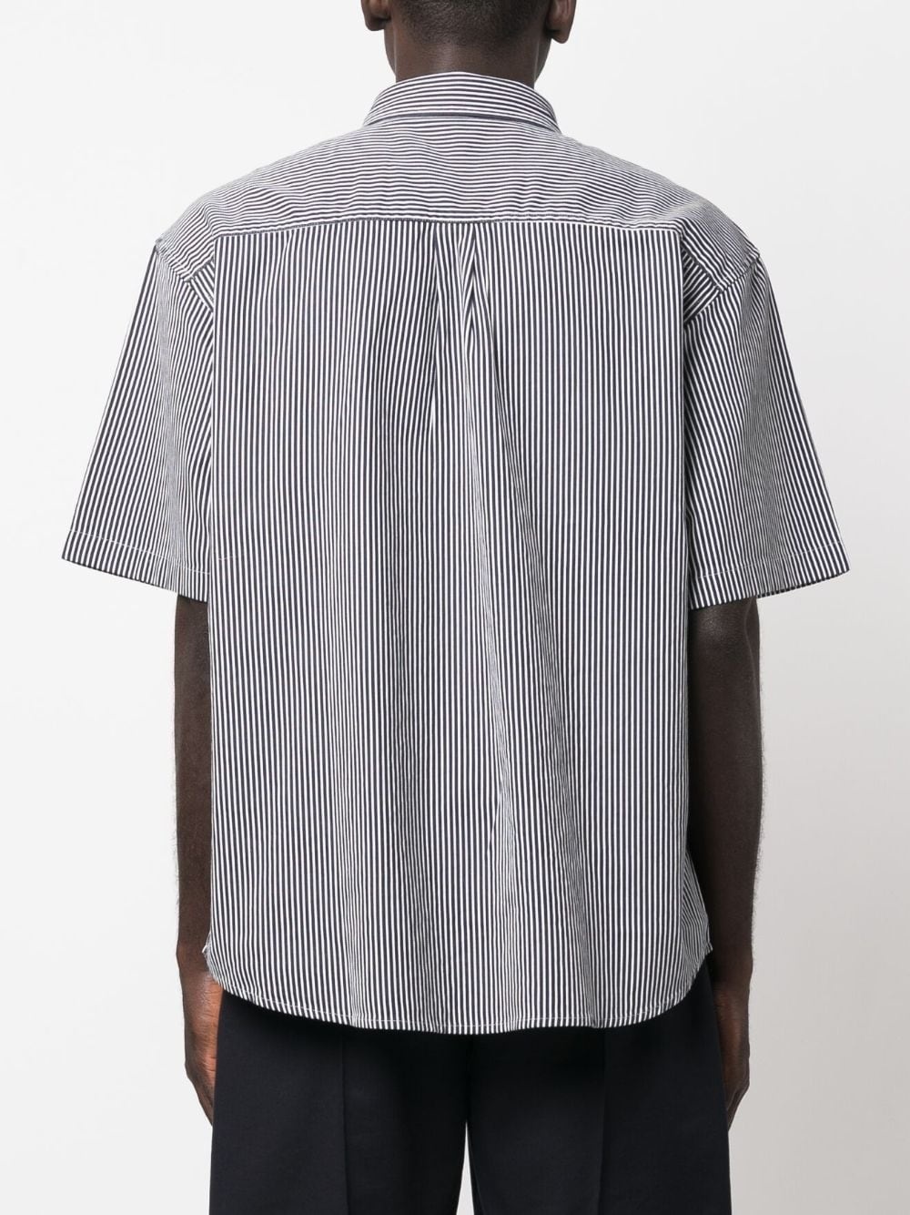 logo-patch striped cotton shirt - 4