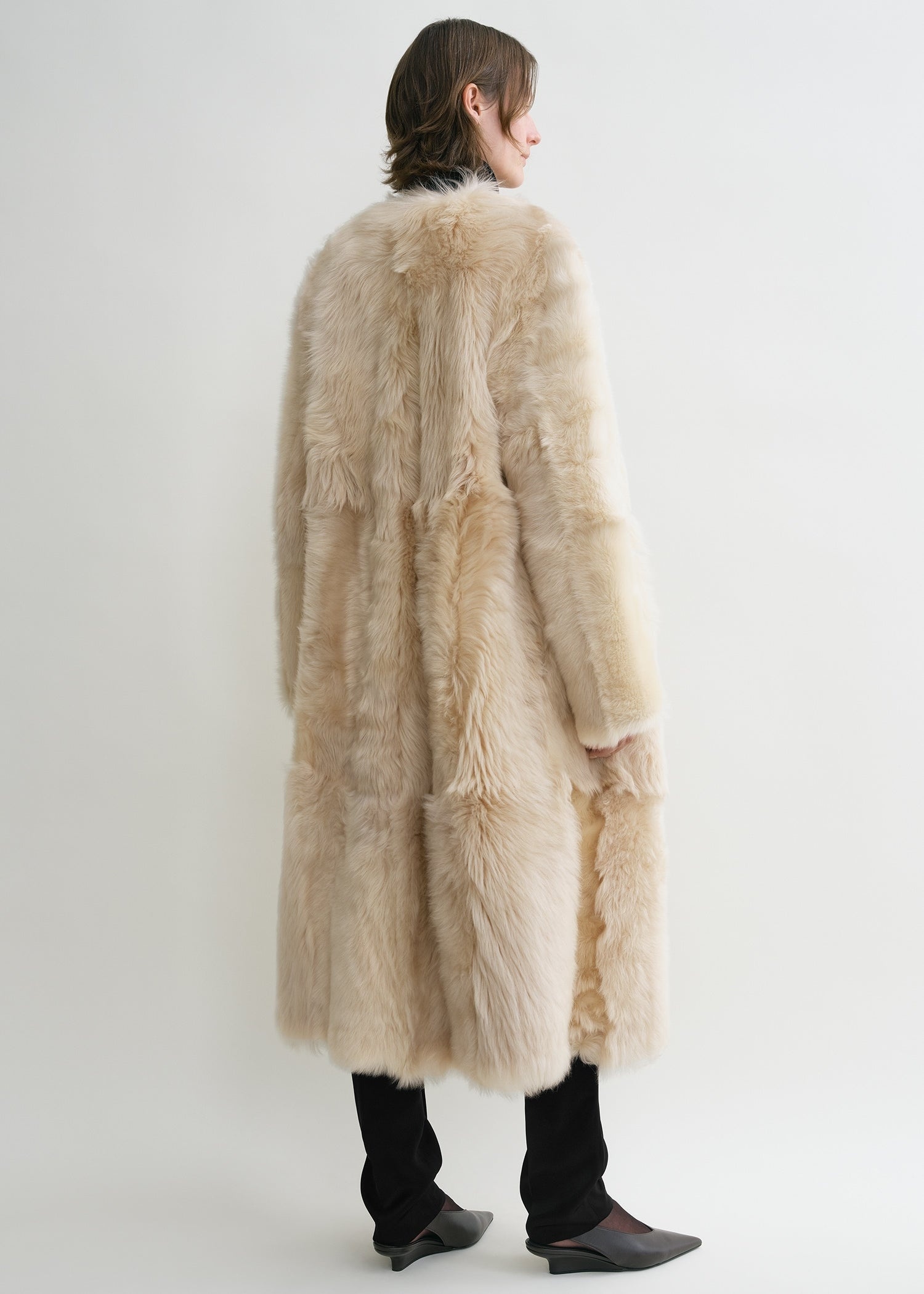 Silky shearling coat eggnog - 4