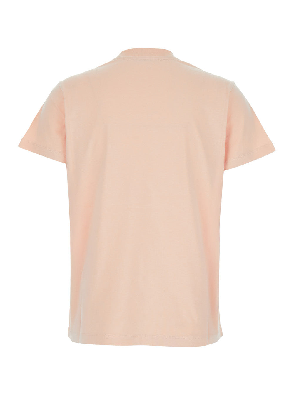 Moncler Women Pink Crewneck T-Shirt With Tonal Logo Lettering Embroidery On The Front And Logo Patch - 2