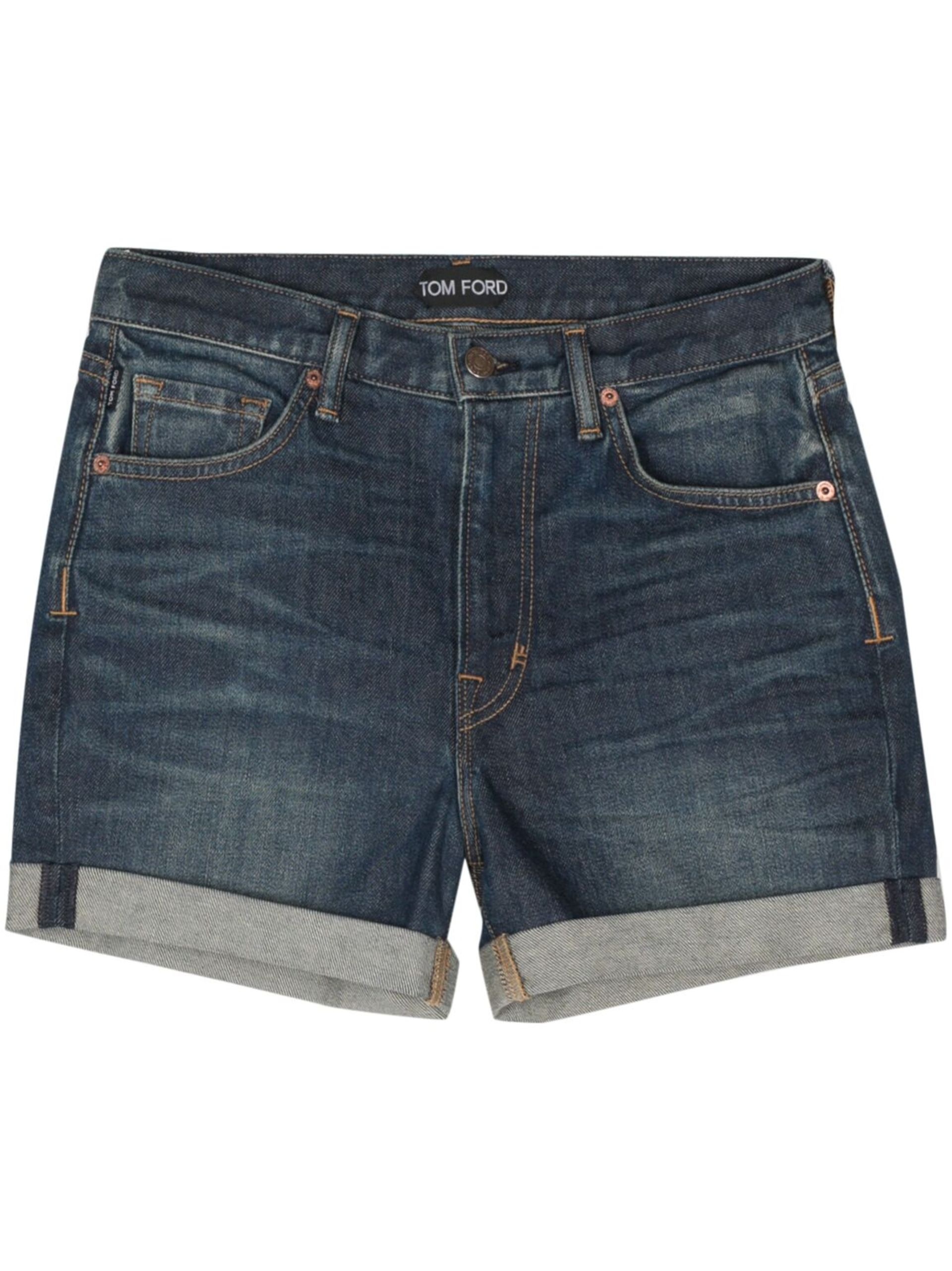 Stonewashed Denim Shorts - 1