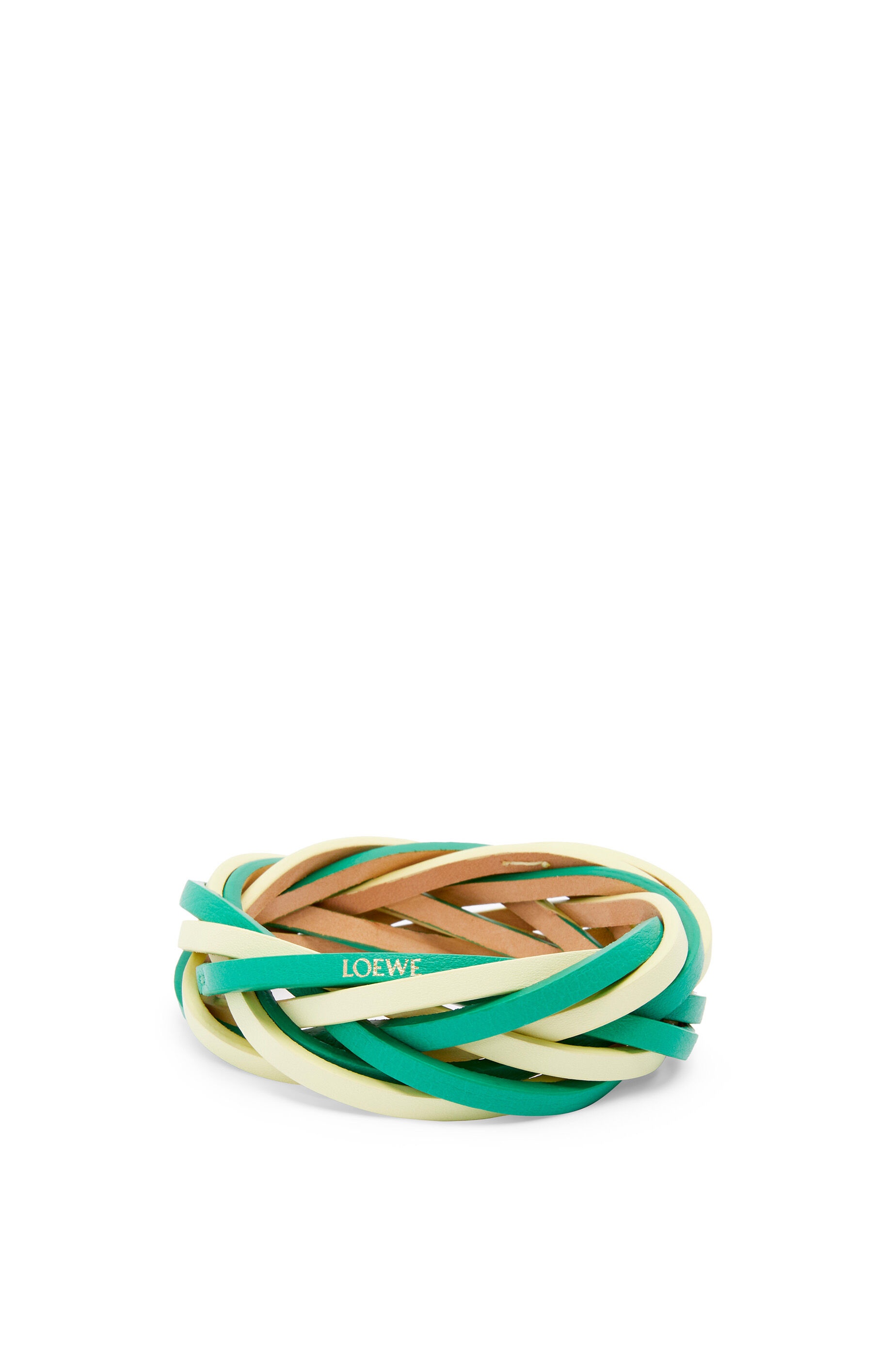 Bicolour braided bangle in calfskin - 1