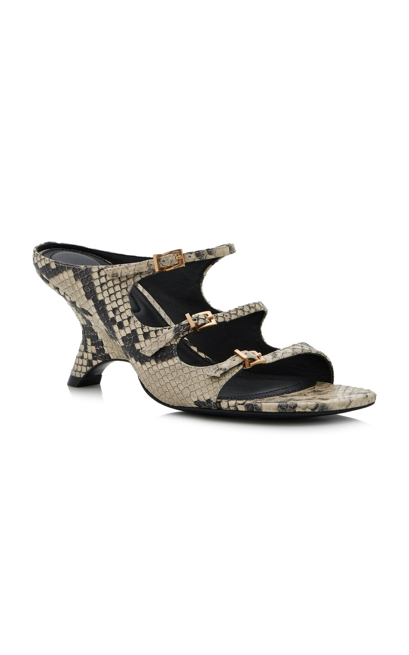 SIMKHAI River Snake-Print Leather Mules animal outlook