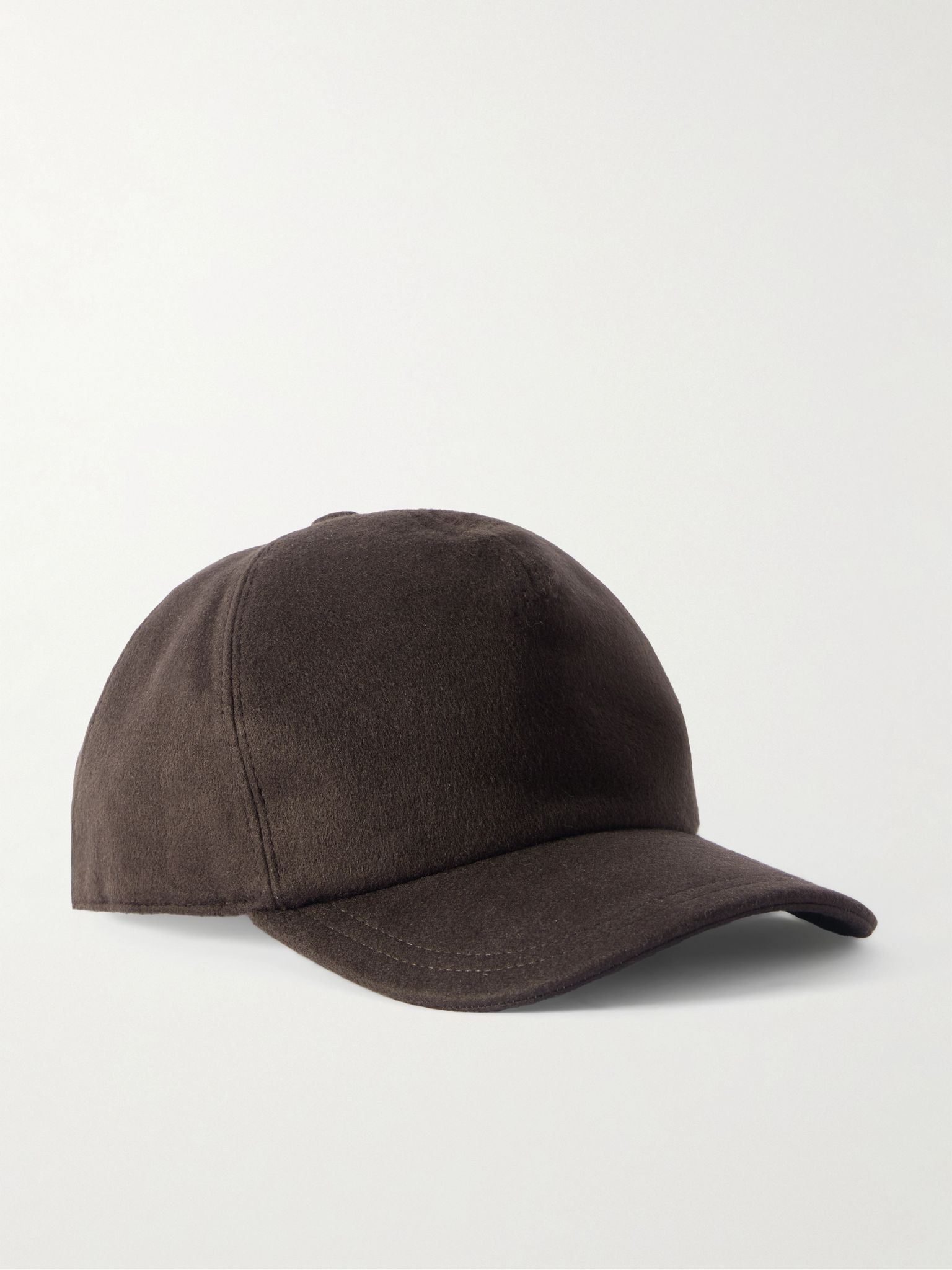 Zed brushed silk and cashmere-blend baseball cap Chocolate - 1