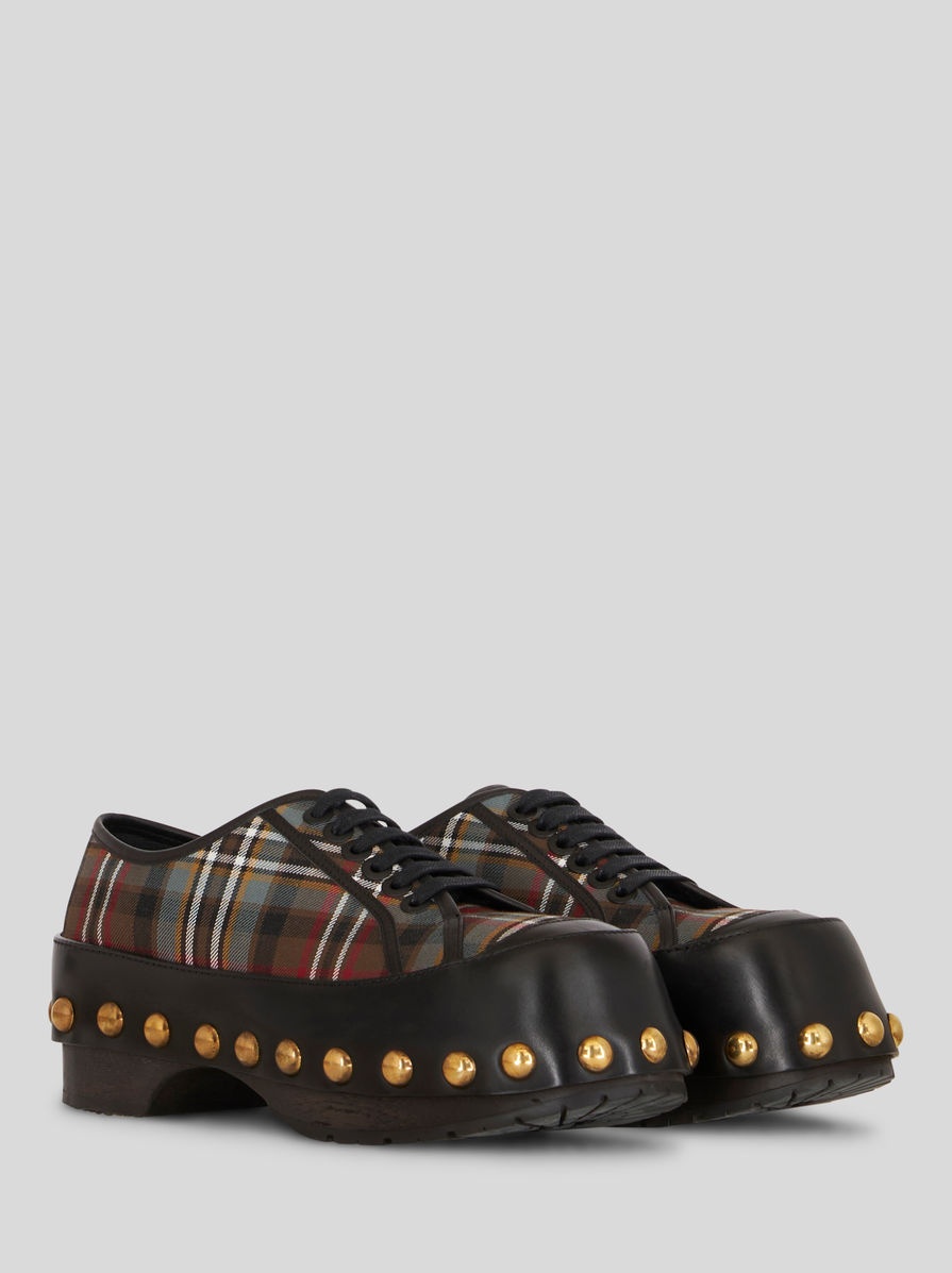CHECK SNEAKER WITH WOODEN SOLE - 3