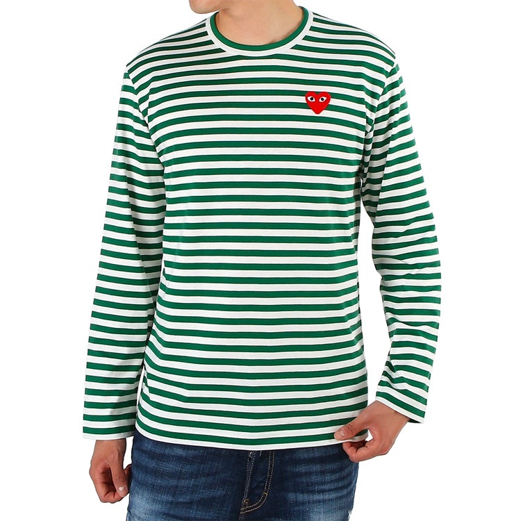 COMME des GARCONS PLAY Striped Long-Sleeve T-Shirt 'Green' AZ-T164-051-3 - 5