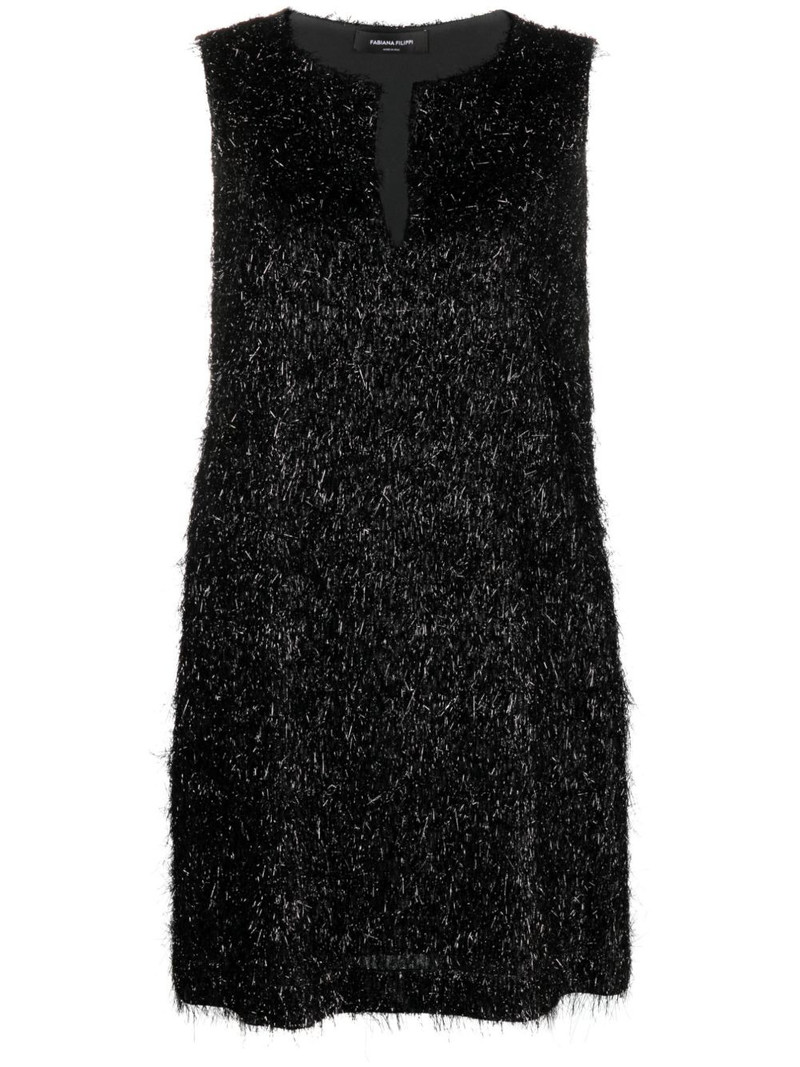metallic-threading fringed minidress 1