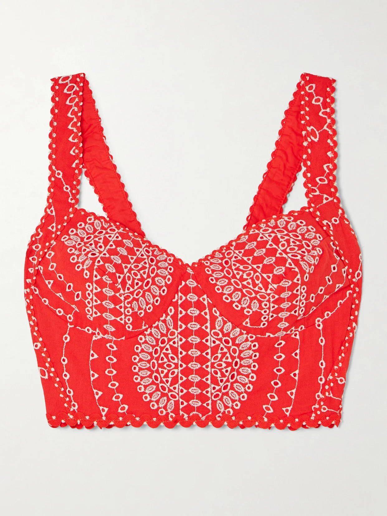 Goldie Broderie Anglaise Cotton-blend Bustier Top - 1
