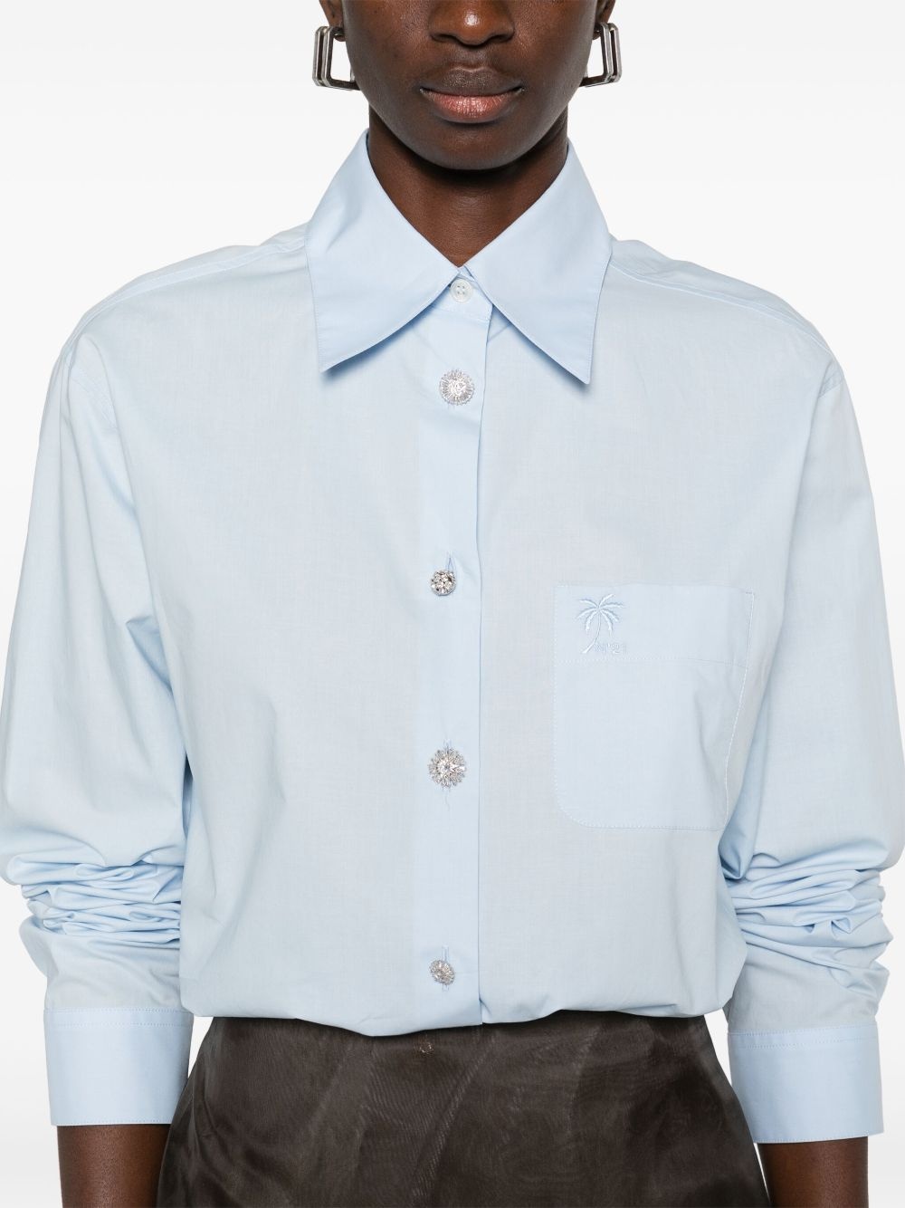 logo-embroidered shirt - 5
