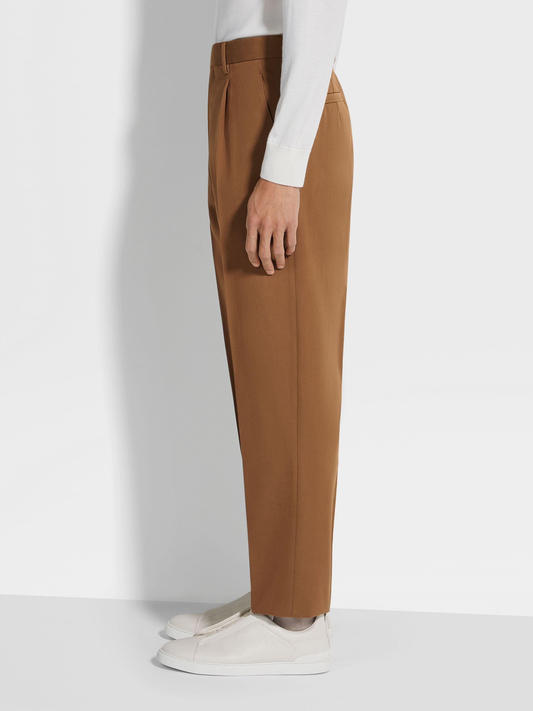 DARK FOLIAGE COTTON AND WOOL PANTS - 4