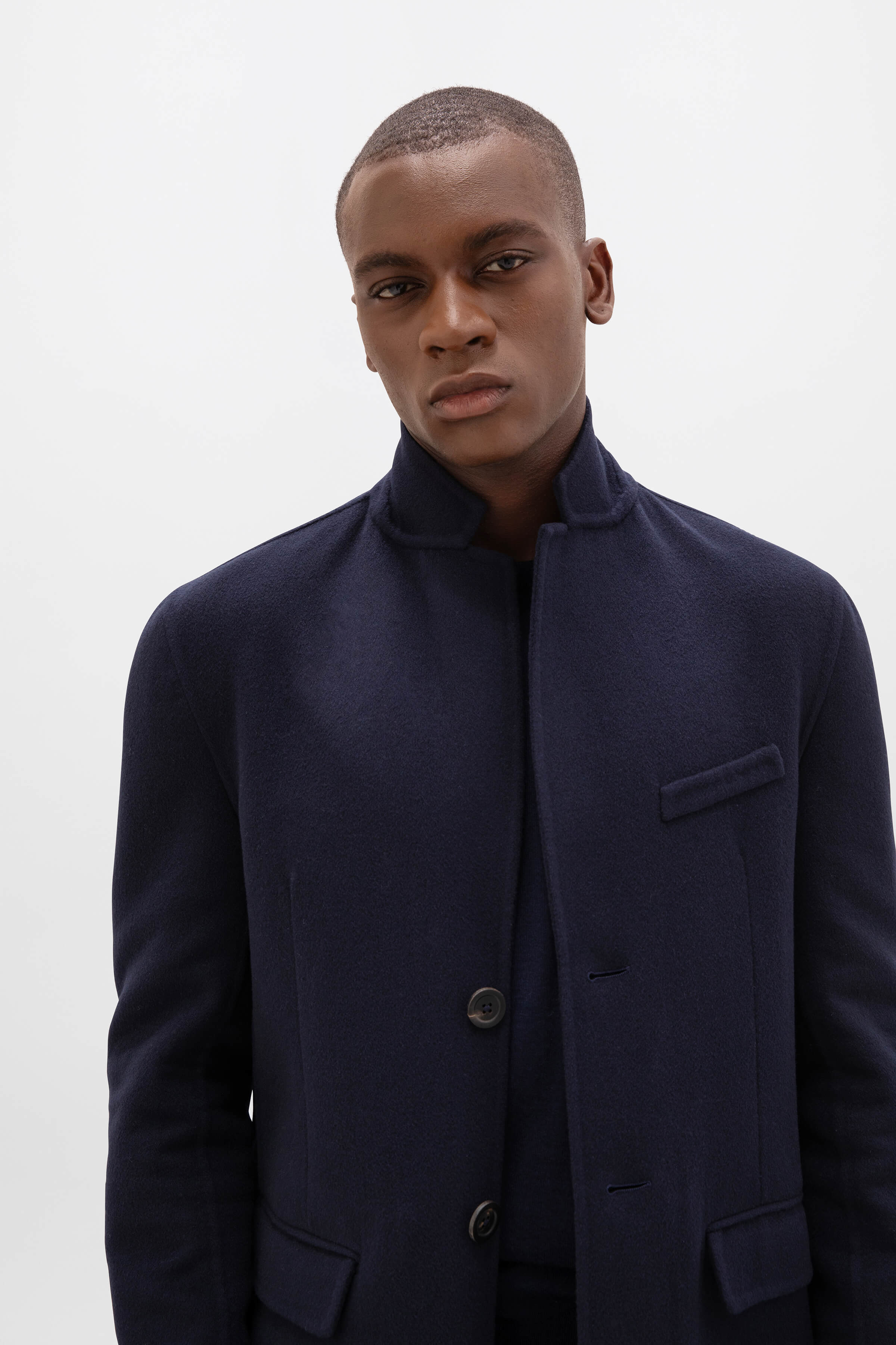 Classic Navy Cashmere Coat - 3
