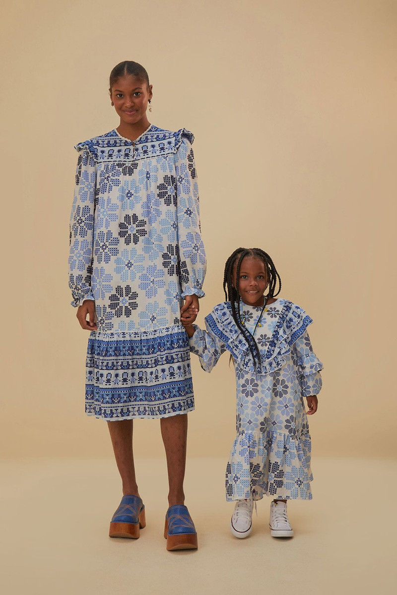 Off-White Stitched Flowers And Girls Midi Dress 1