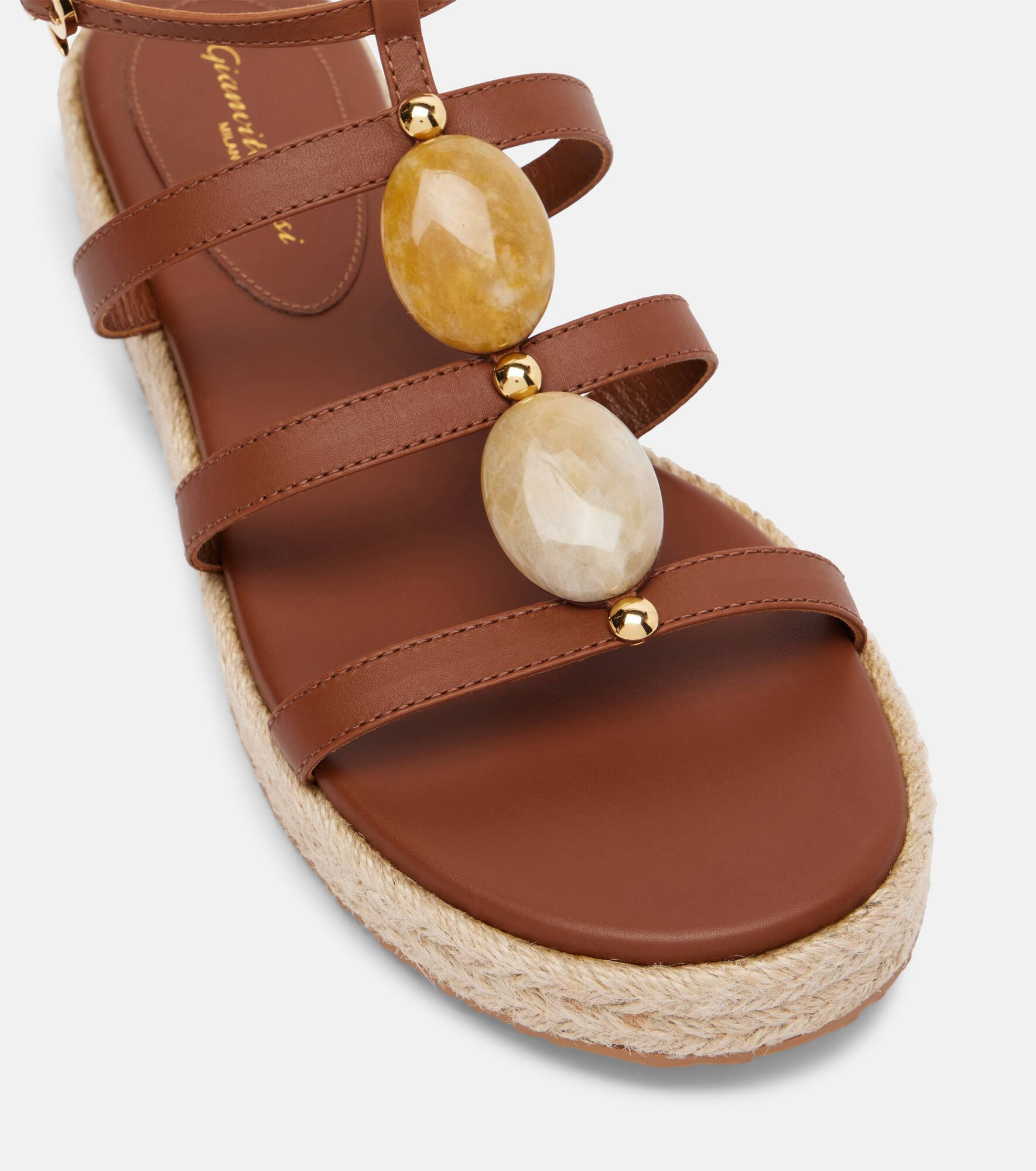 Embellished leather espadrille sandals - 5