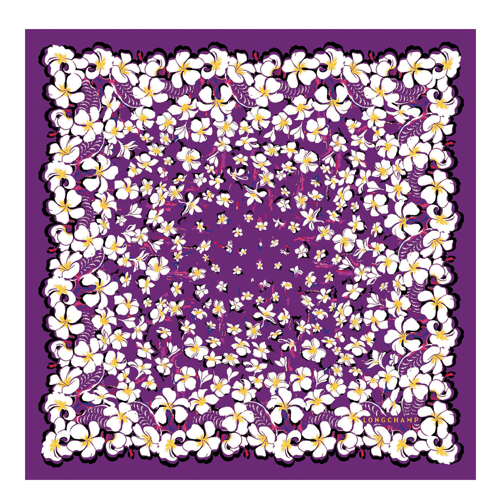 Hawaiian Flowers Silk scarf 50 Violet - OTHER - 1