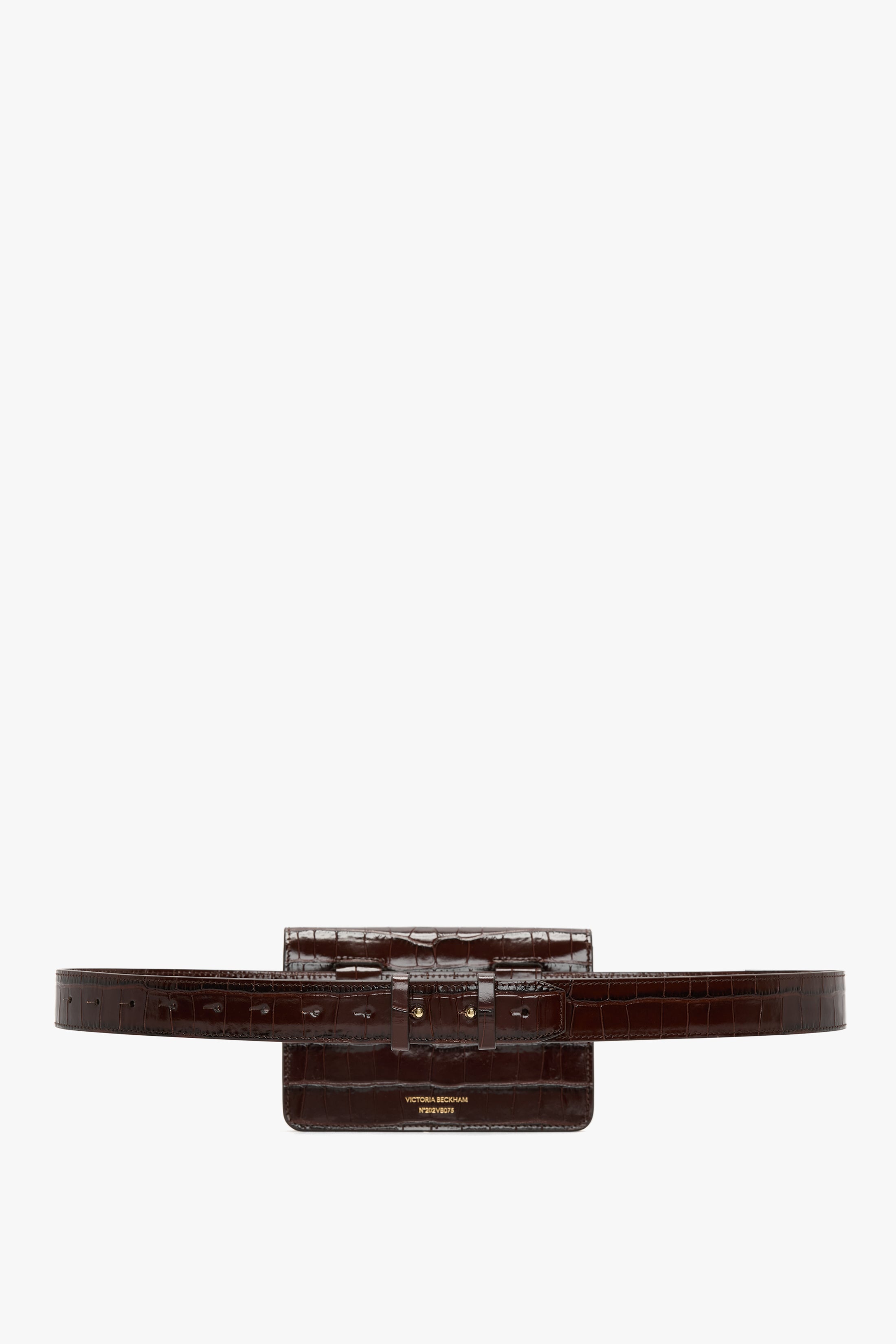 Nano Dorian Belt Bag In Dark Brown Croc Embossed Leather - 4
