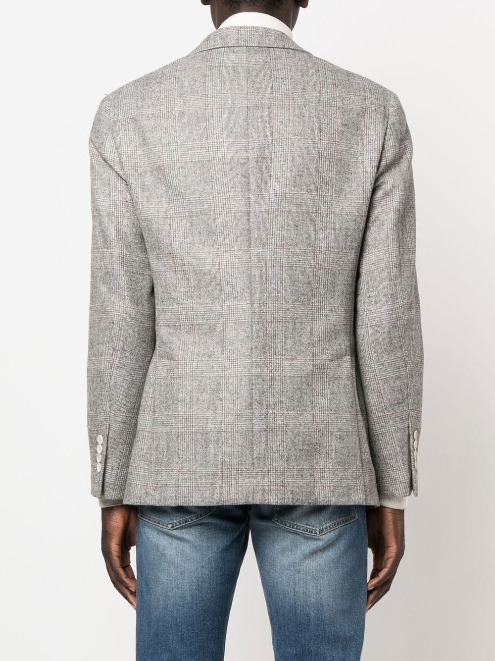 checked single-breasted blazer - 4