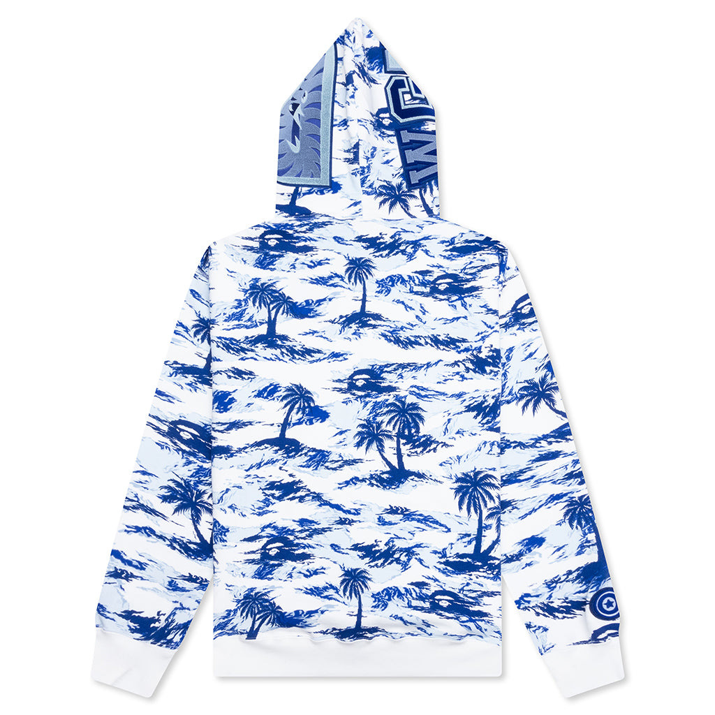 PALM TREE CAMO RELAXED FIT SHARK FULL ZIP HOODIE - BLUE - 2