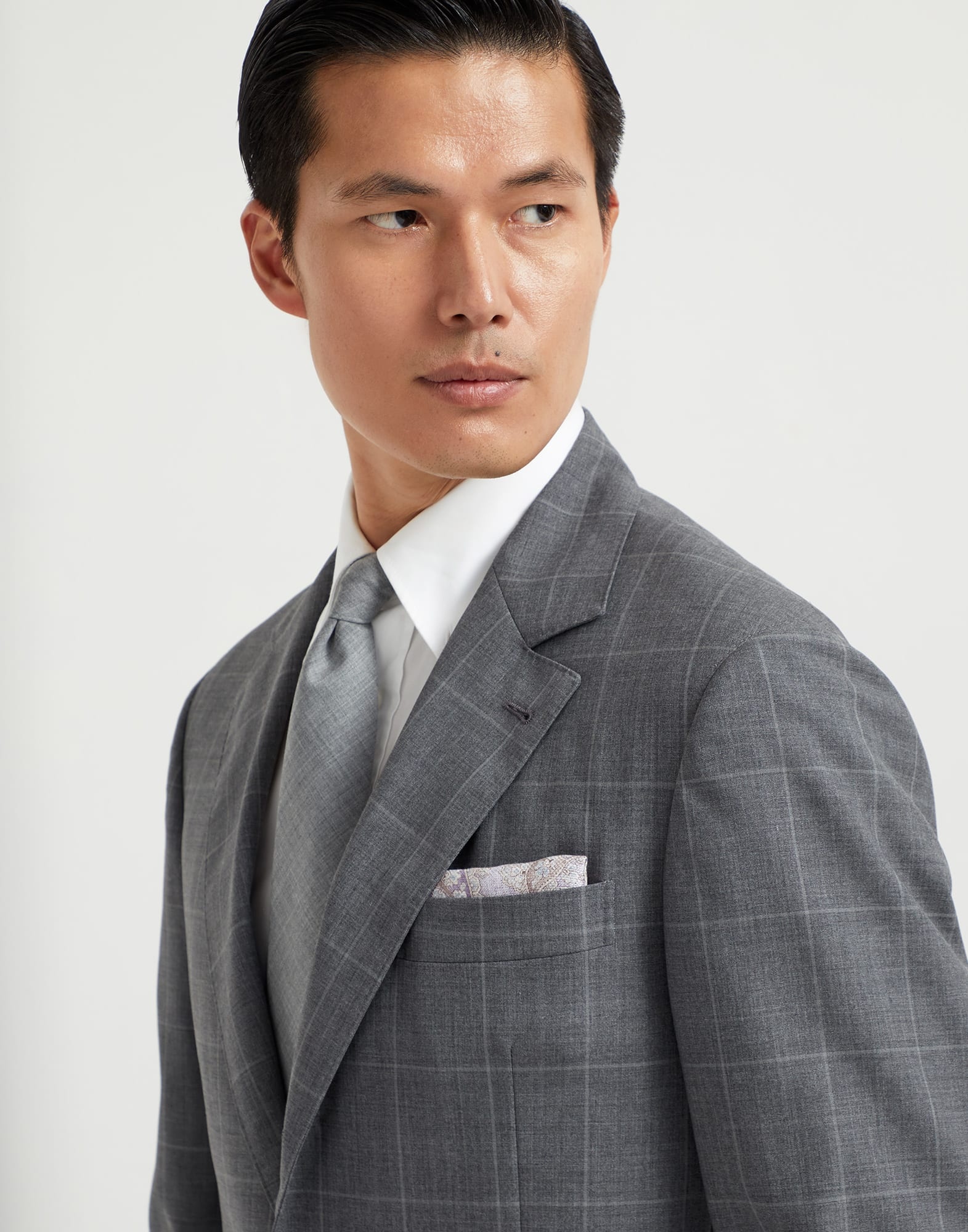 Double face linen and silk pocket square with paisley design - 3