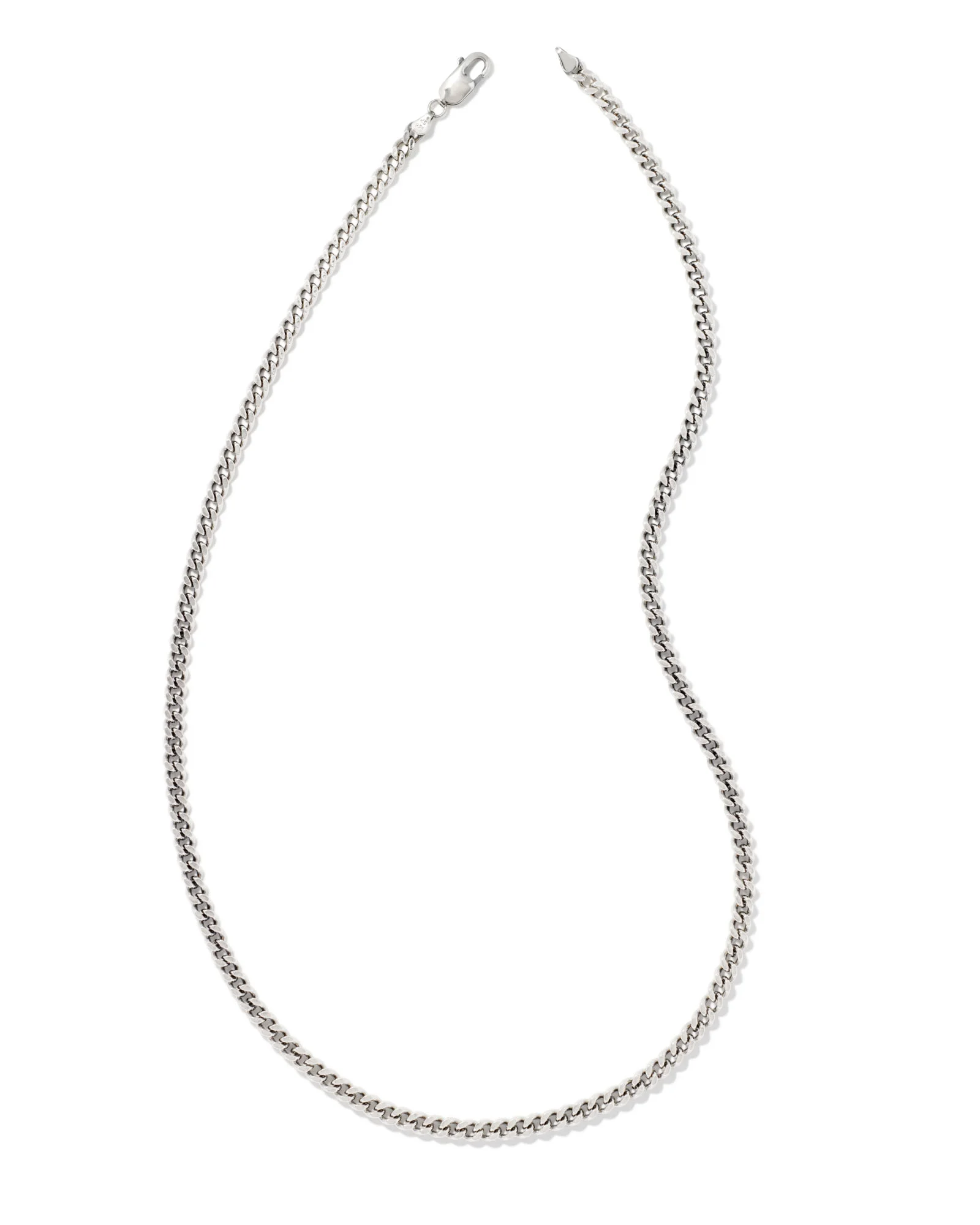 Curb Chain Necklace in Oxidized Sterling Silver - 1