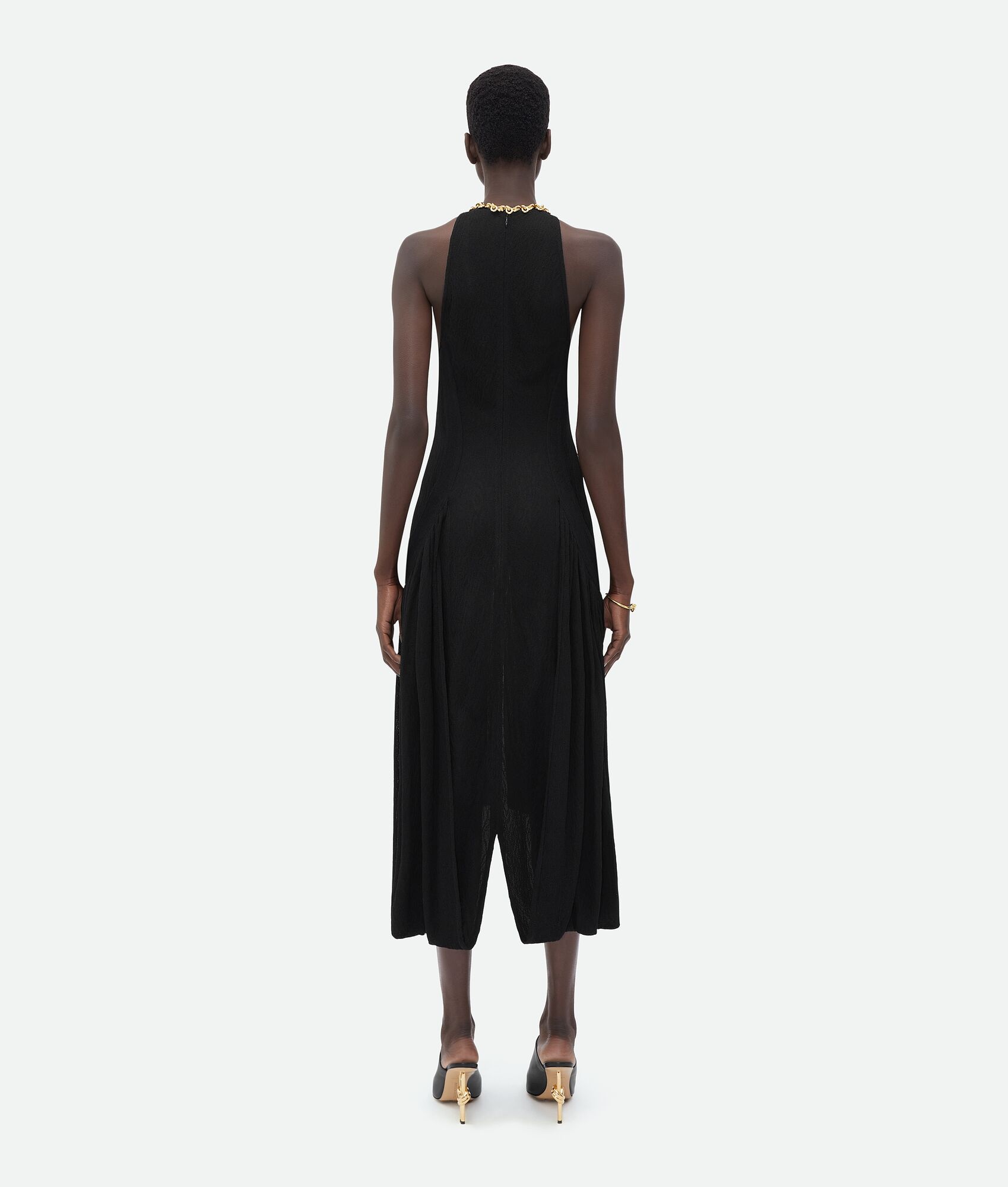 Viscose Jacquard Asymmetric Midi Dress - 3