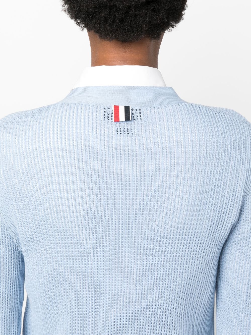 pointelle-knit RWB stripe cardigan - 5