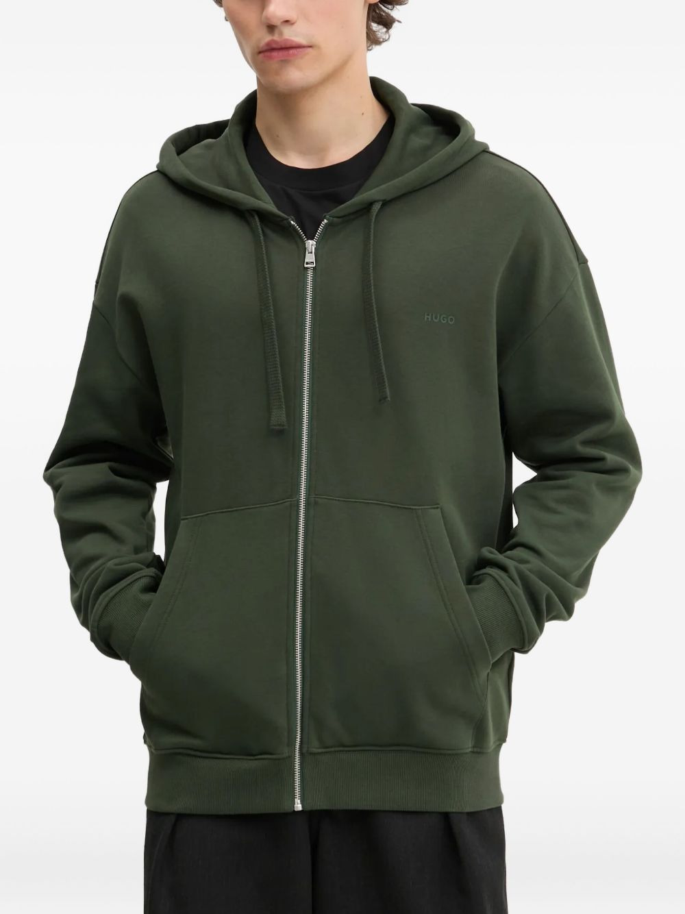 logo-embroidered zip-up hoodie - 1