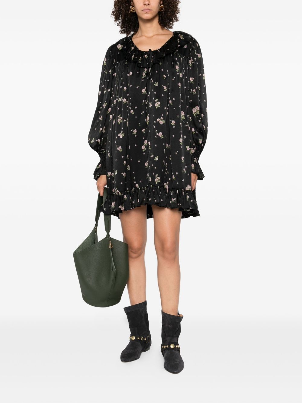 floral ruffled mini dress - 2